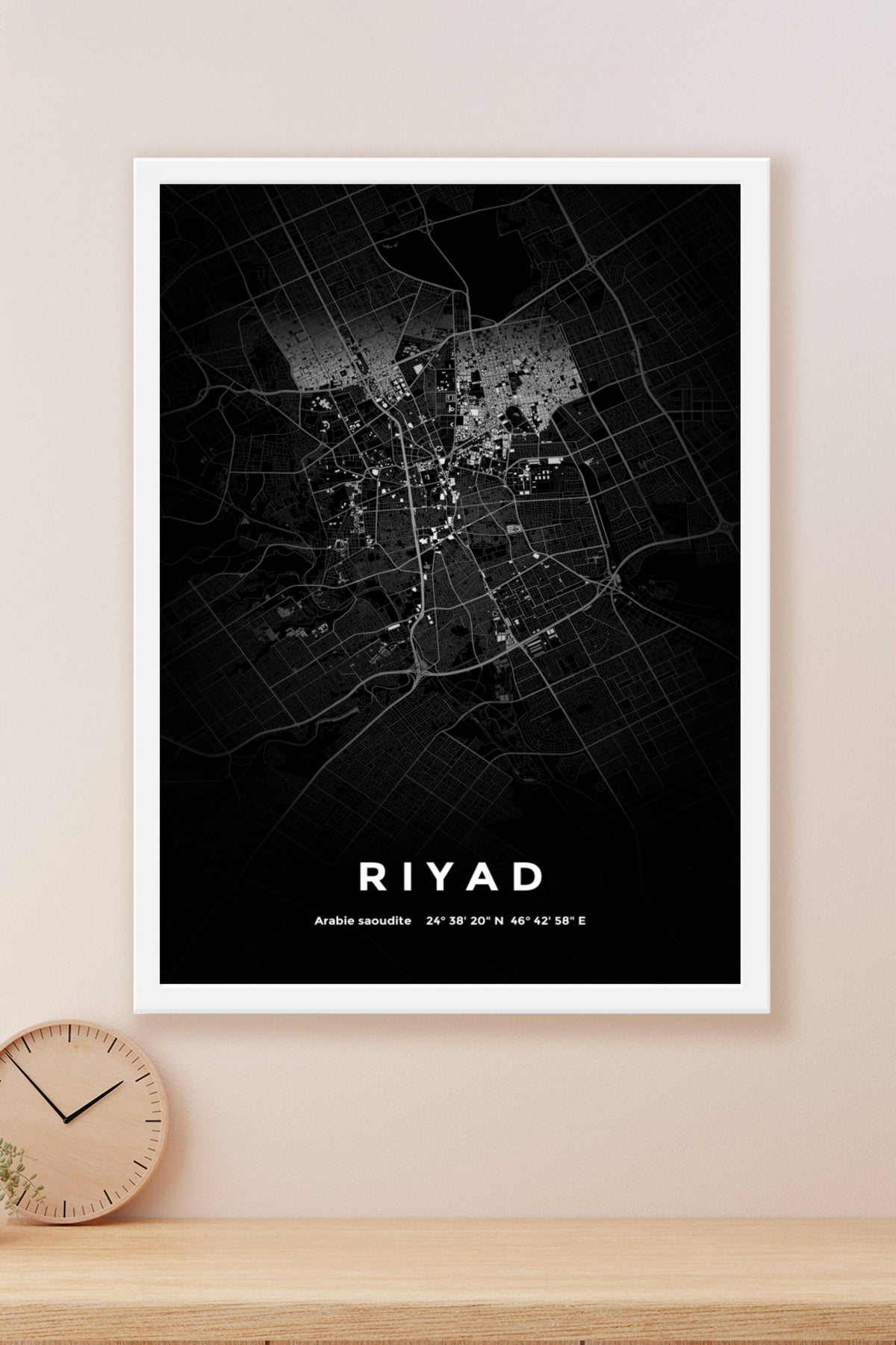 Carte de Riyad nuit - Affiche personnalisée