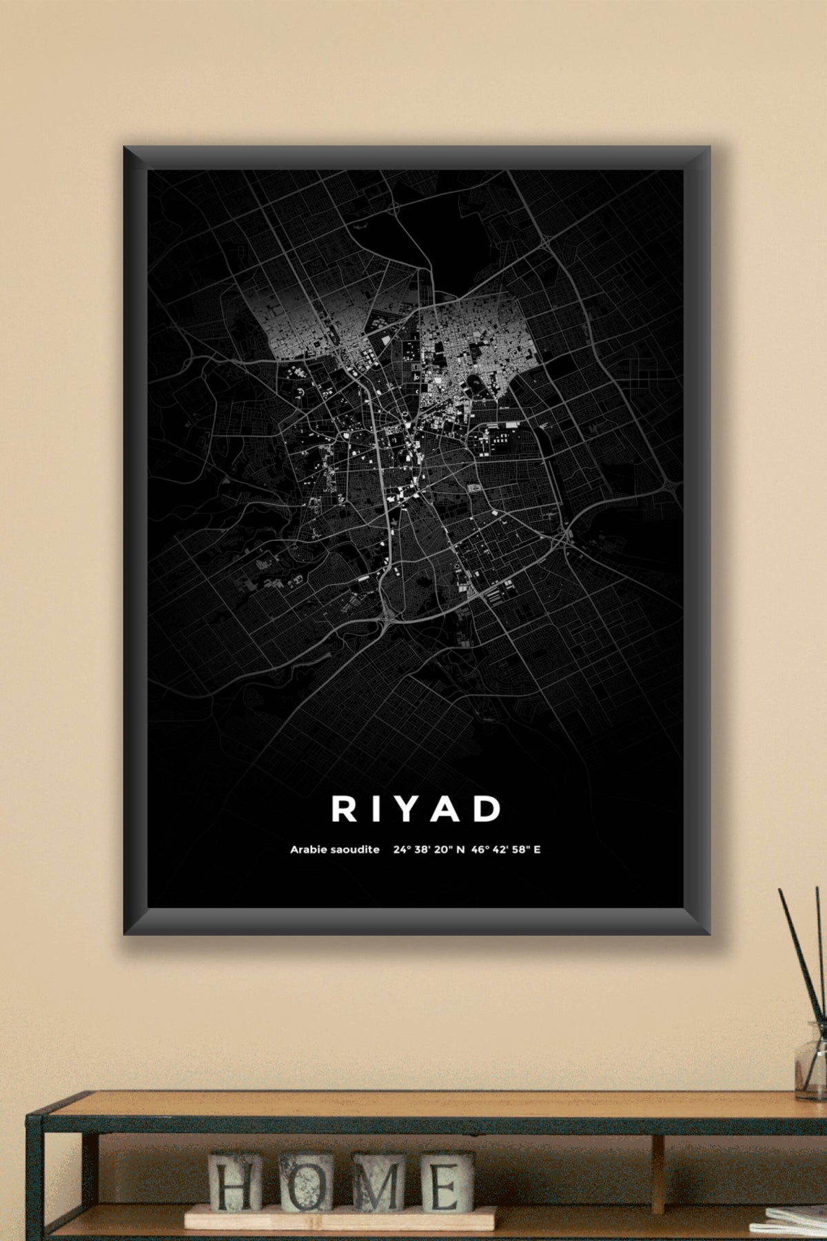 Carte de Riyad nuit - Affiche personnalisée