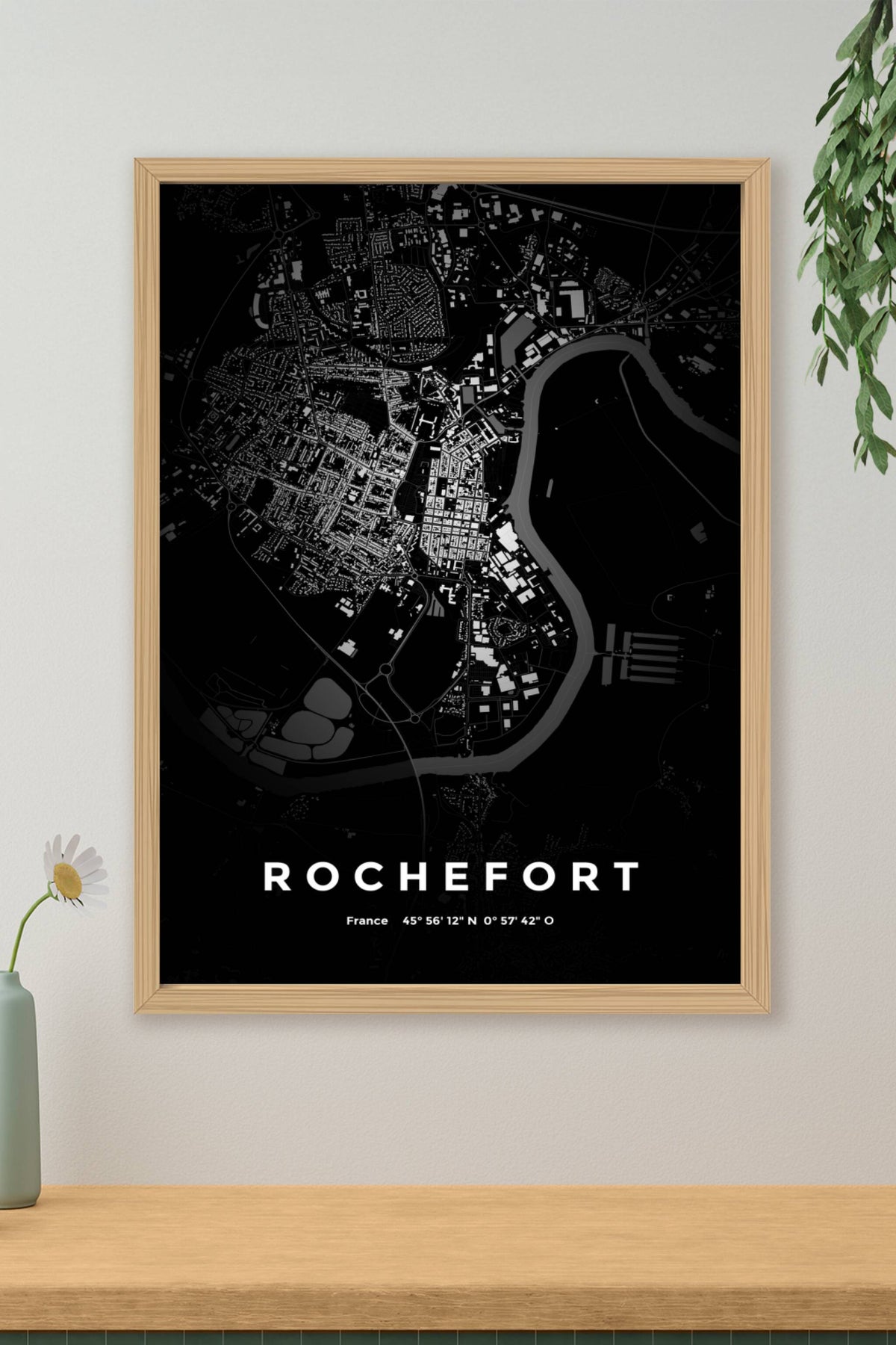 Carte de Rochefort nuit - Affiche personnalisée