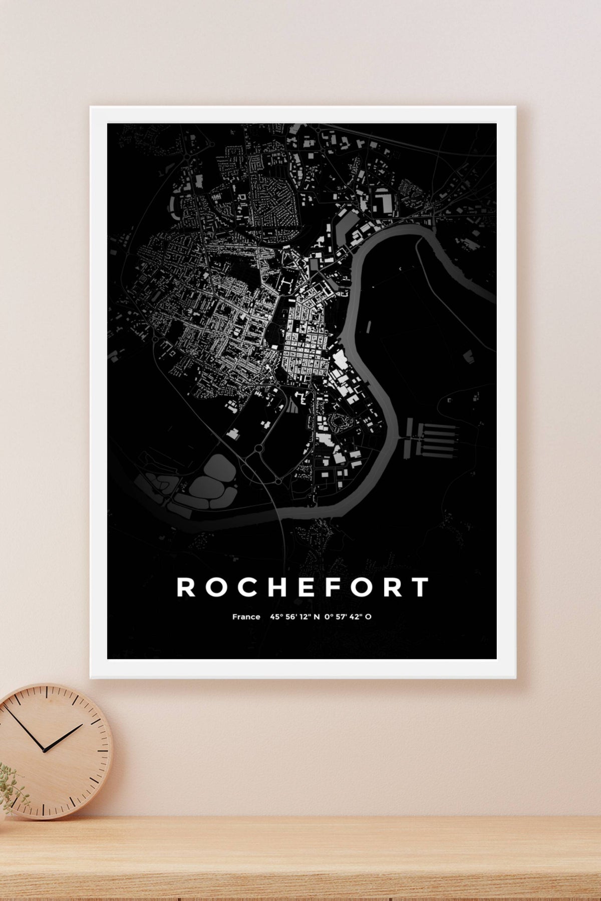 Carte de Rochefort nuit - Affiche personnalisée