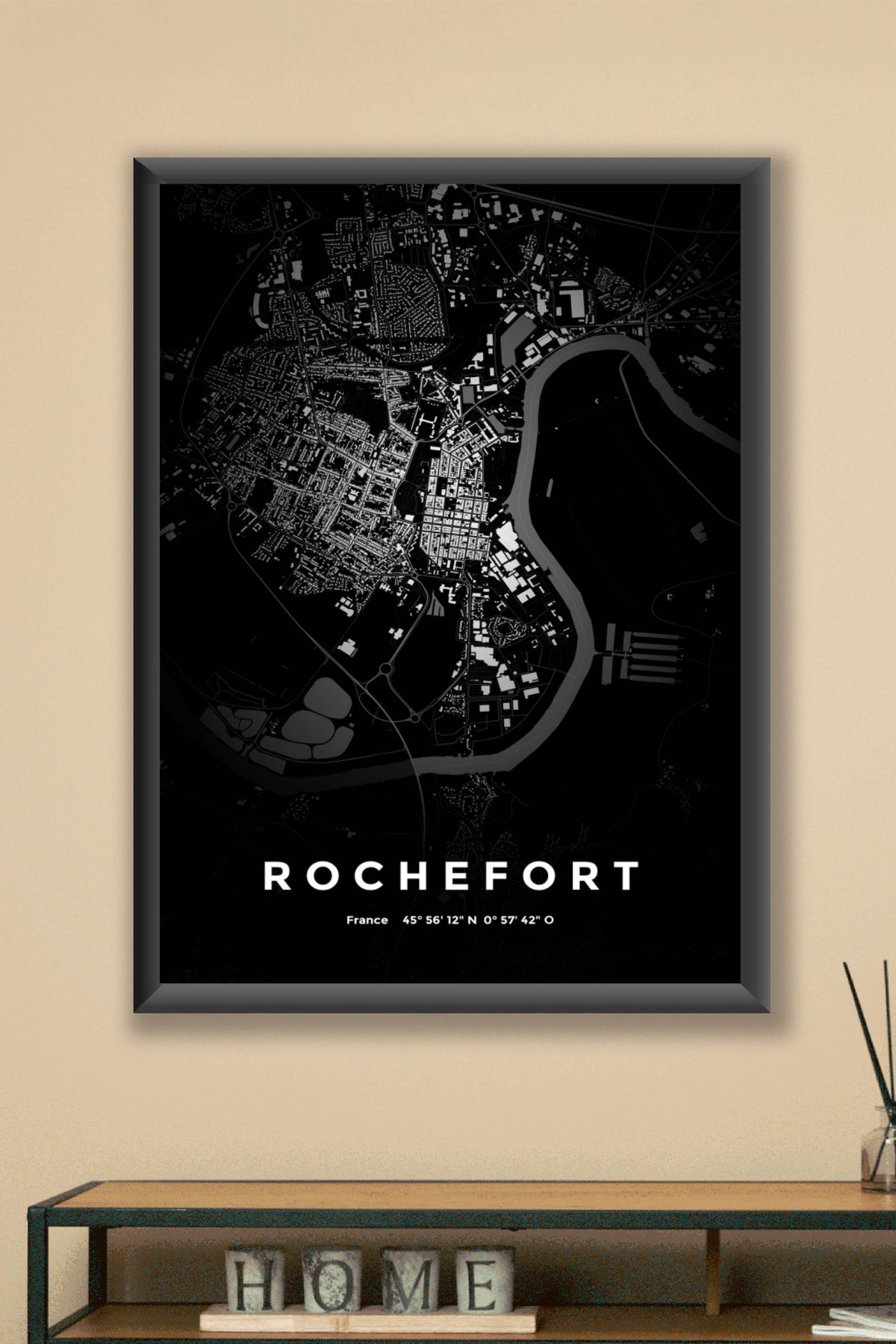 Carte de Rochefort nuit - Affiche personnalisée
