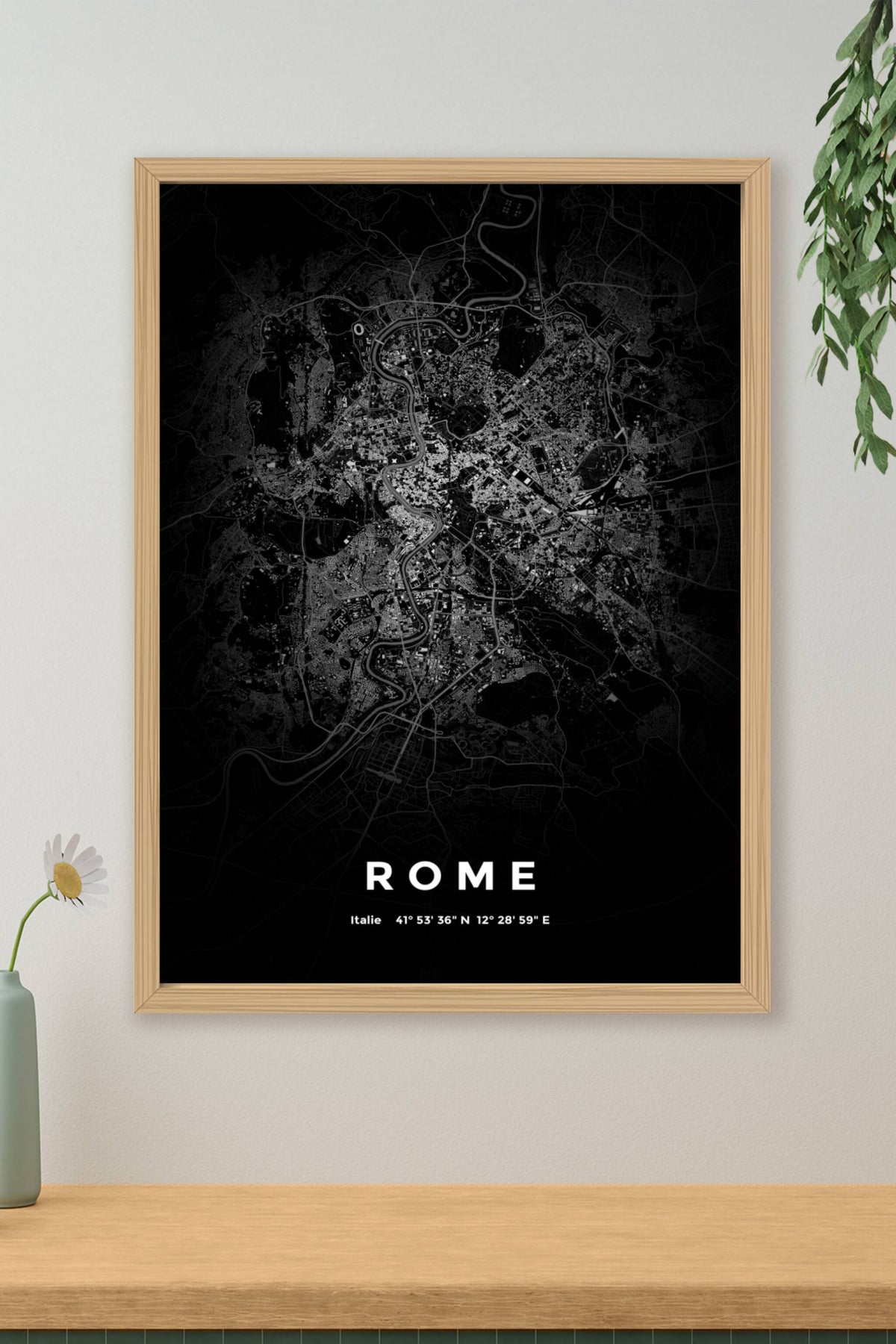 Carte de Rome nuit - Affiche personnalisée