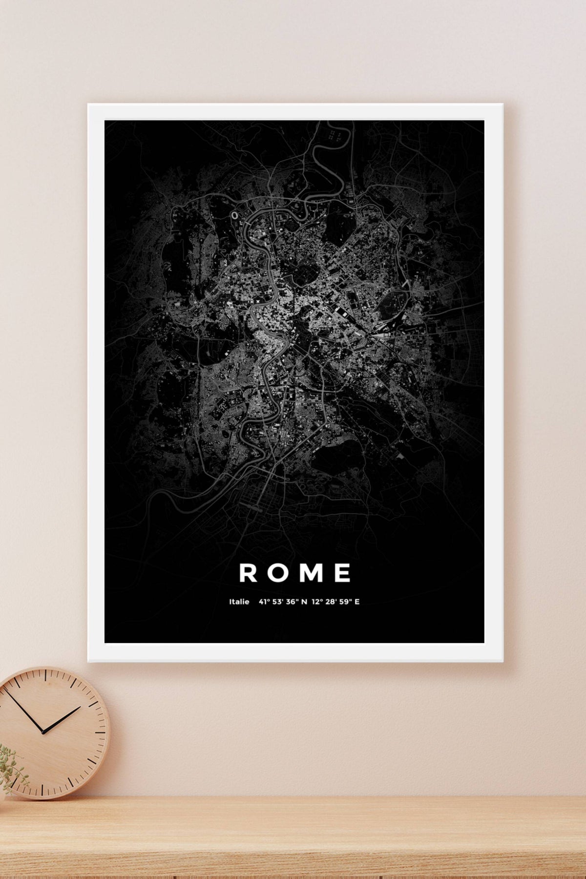 Carte de Rome nuit - Affiche personnalisée