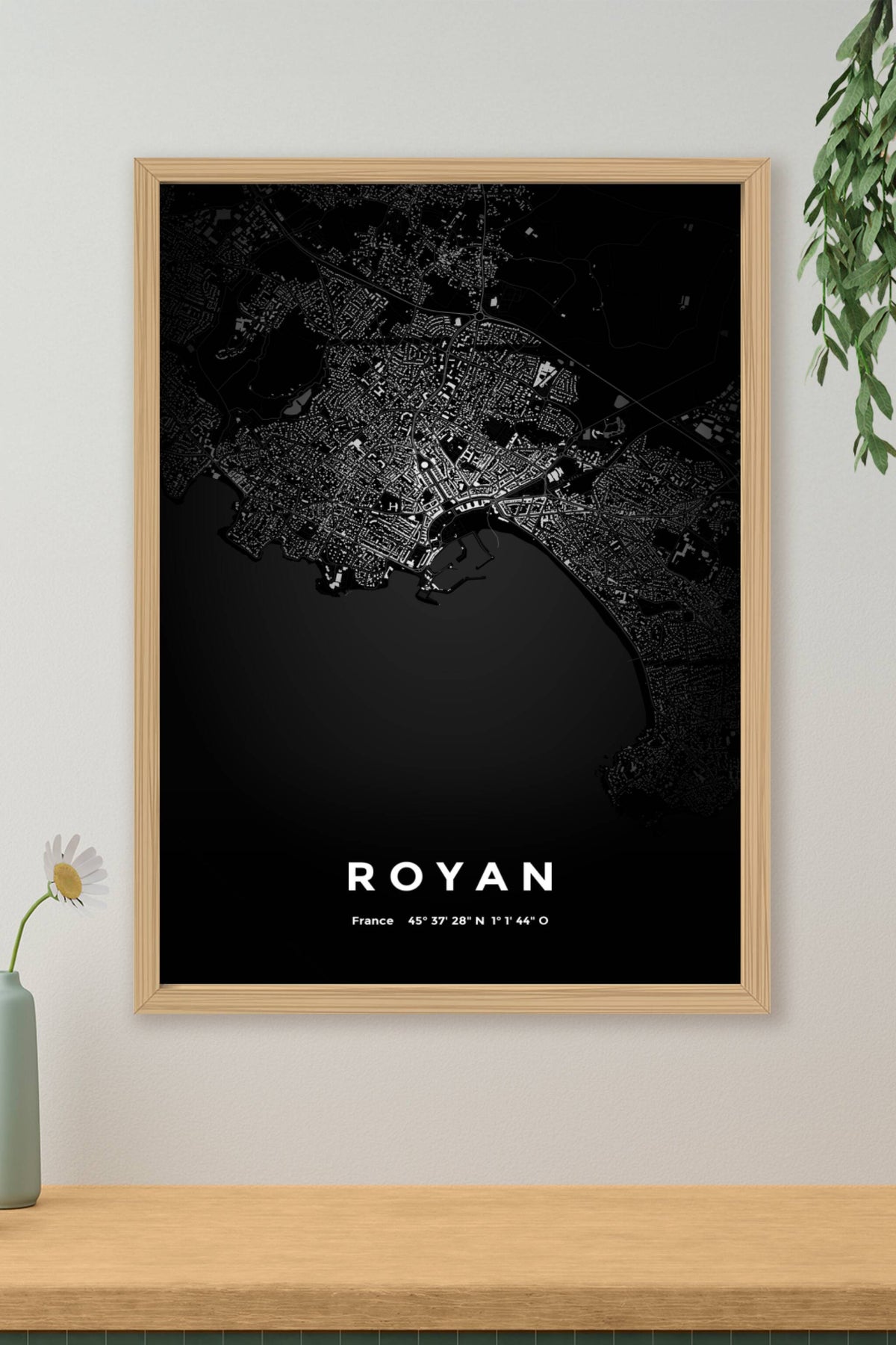 Carte de Royan nuit - Affiche personnalisée