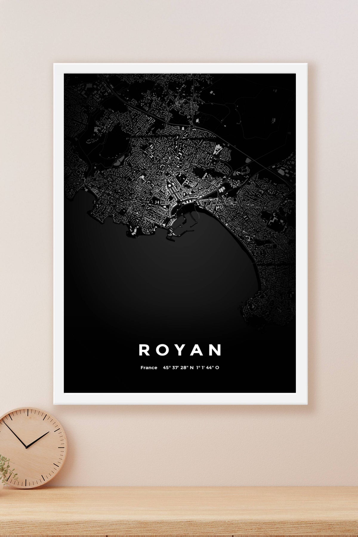 Carte de Royan nuit - Affiche personnalisée