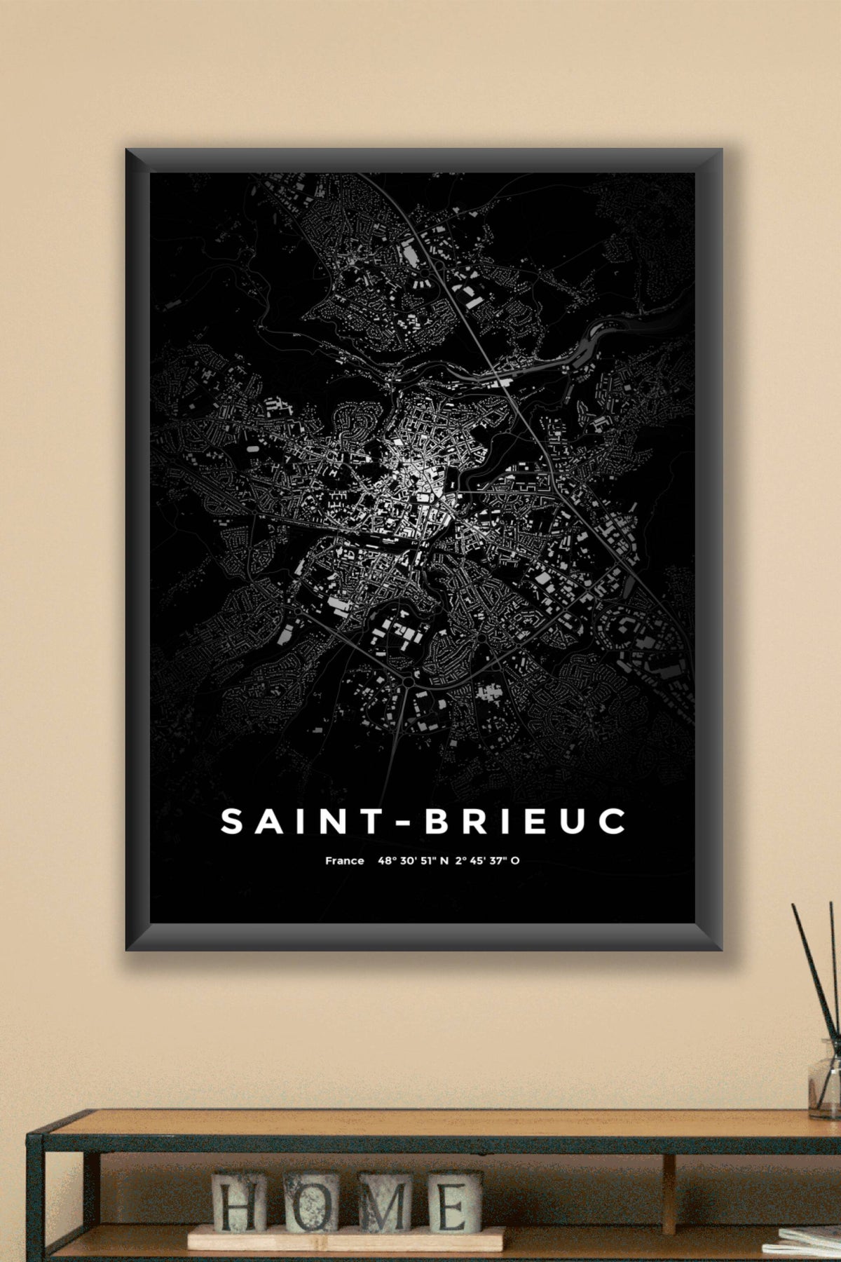 Carte de Saint-Brieuc nuit - Affiche personnalisée