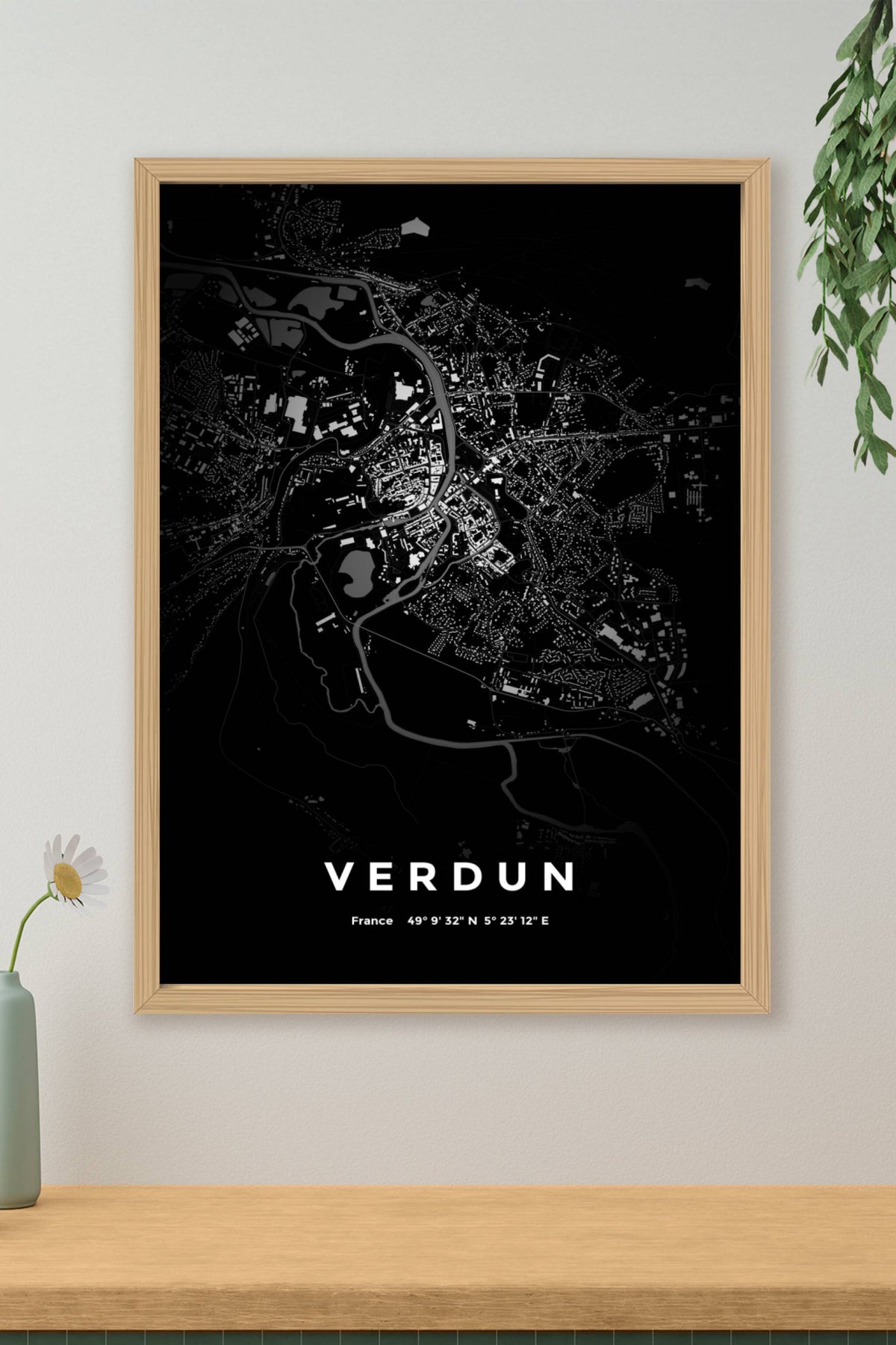 Carte de Verdun nuit - Affiche personnalisée