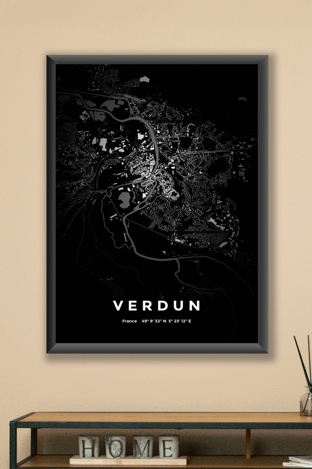 Carte de Verdun nuit - Affiche personnalisée