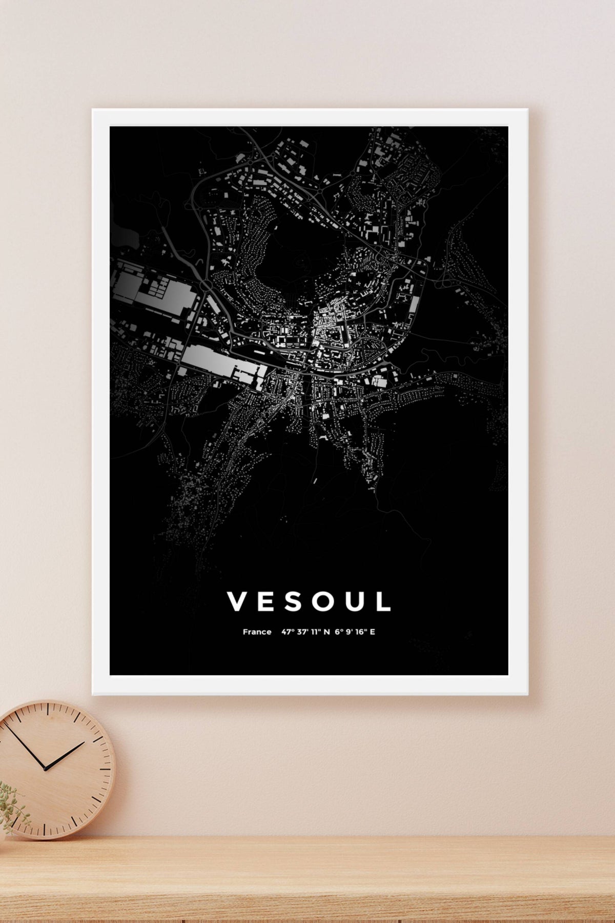 Carte de Vesoul nuit - Affiche personnalisée