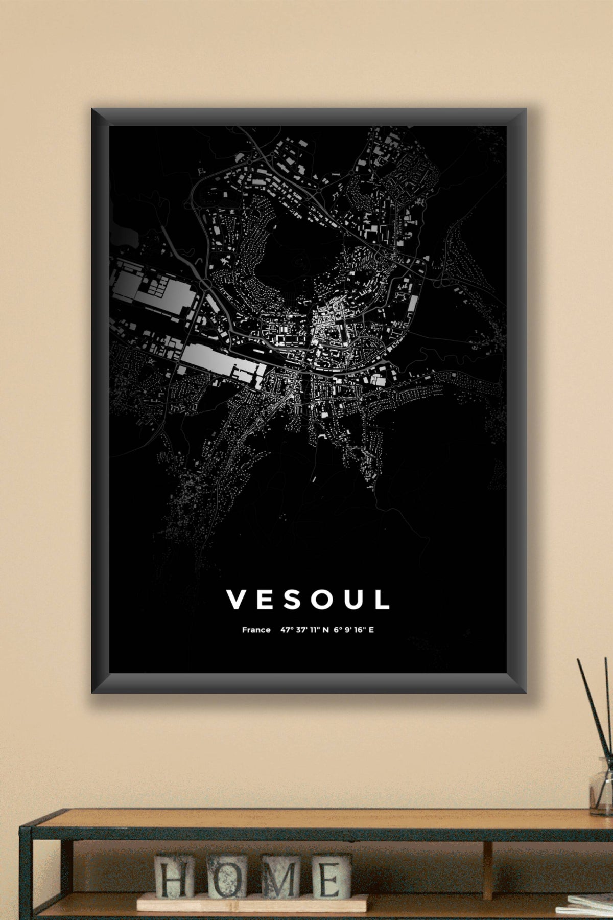 Carte de Vesoul nuit - Affiche personnalisée