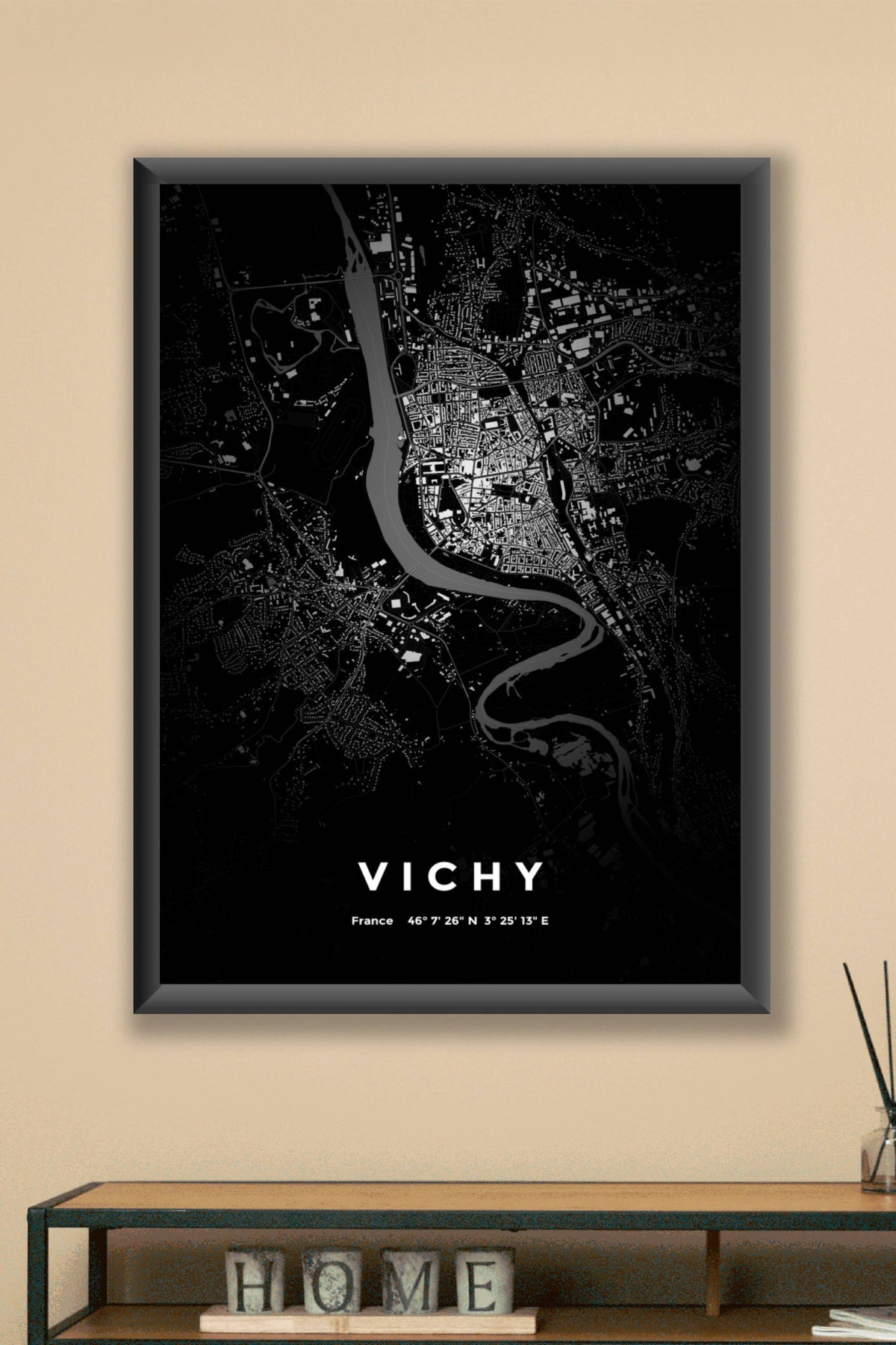 Carte de Vichy nuit - Affiche personnalisée