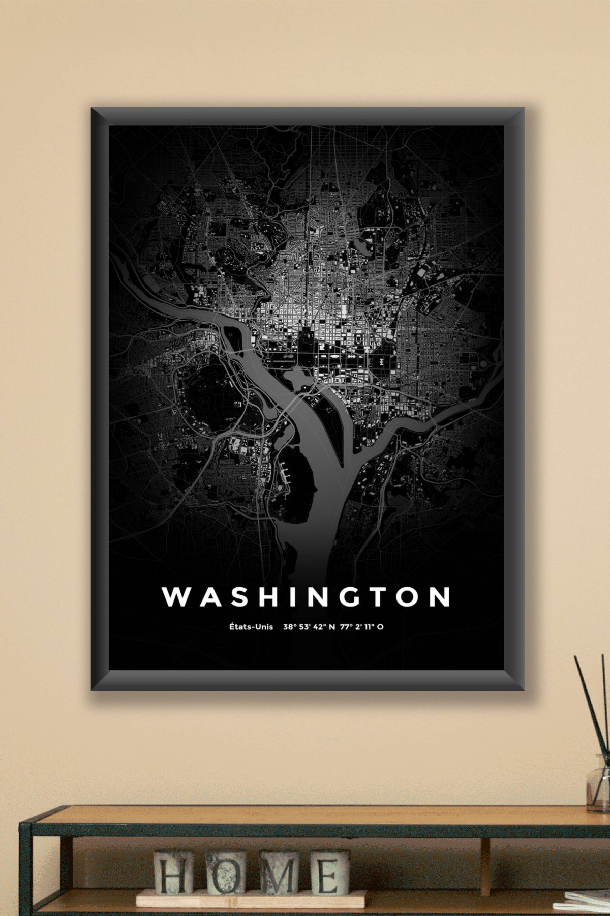Carte de Washington nuit - Affiche personnalisée