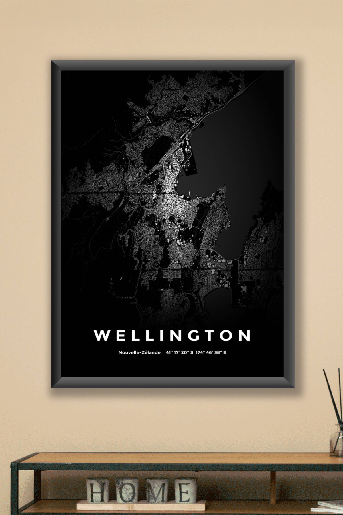Carte de Wellington nuit - Affiche personnalisée