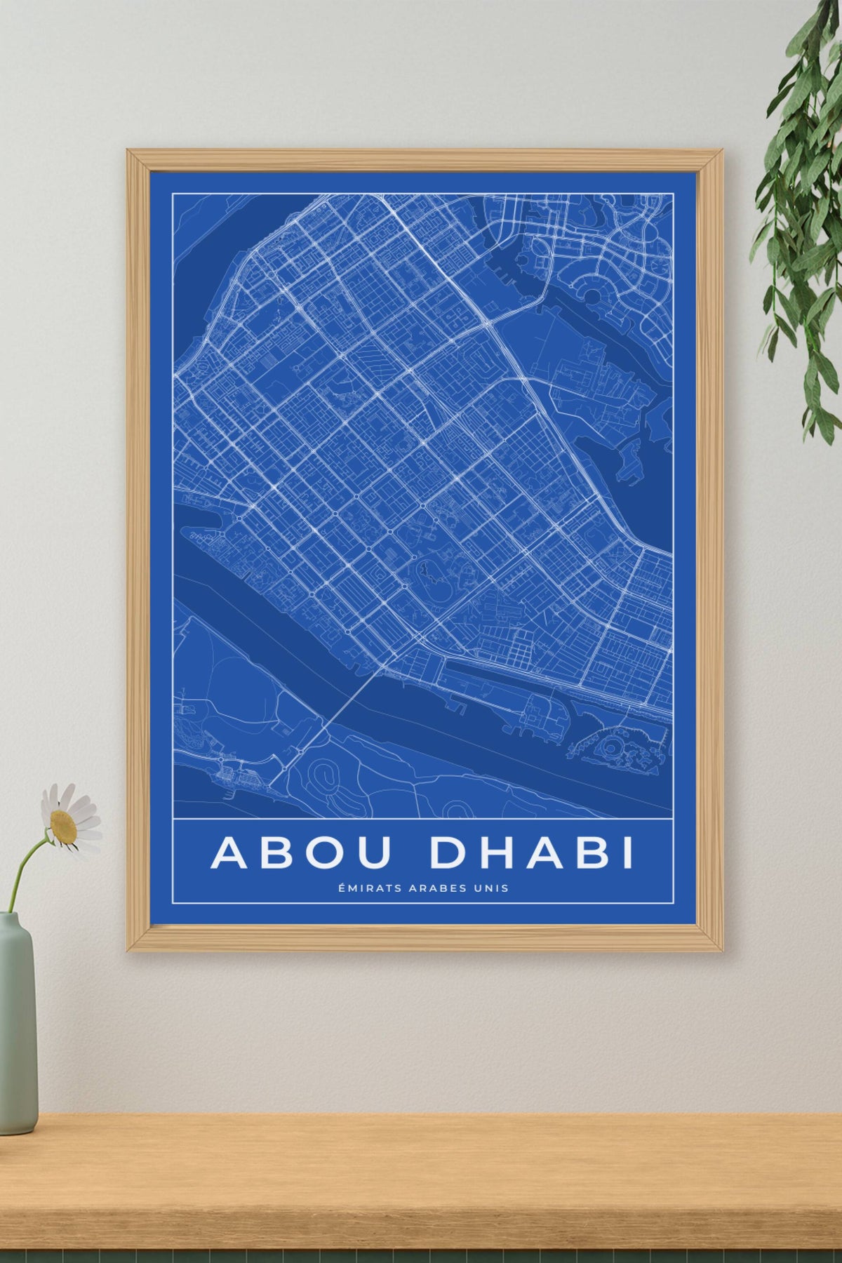 Carte d'Abou Dhabi bleue - Affiche personnalisée