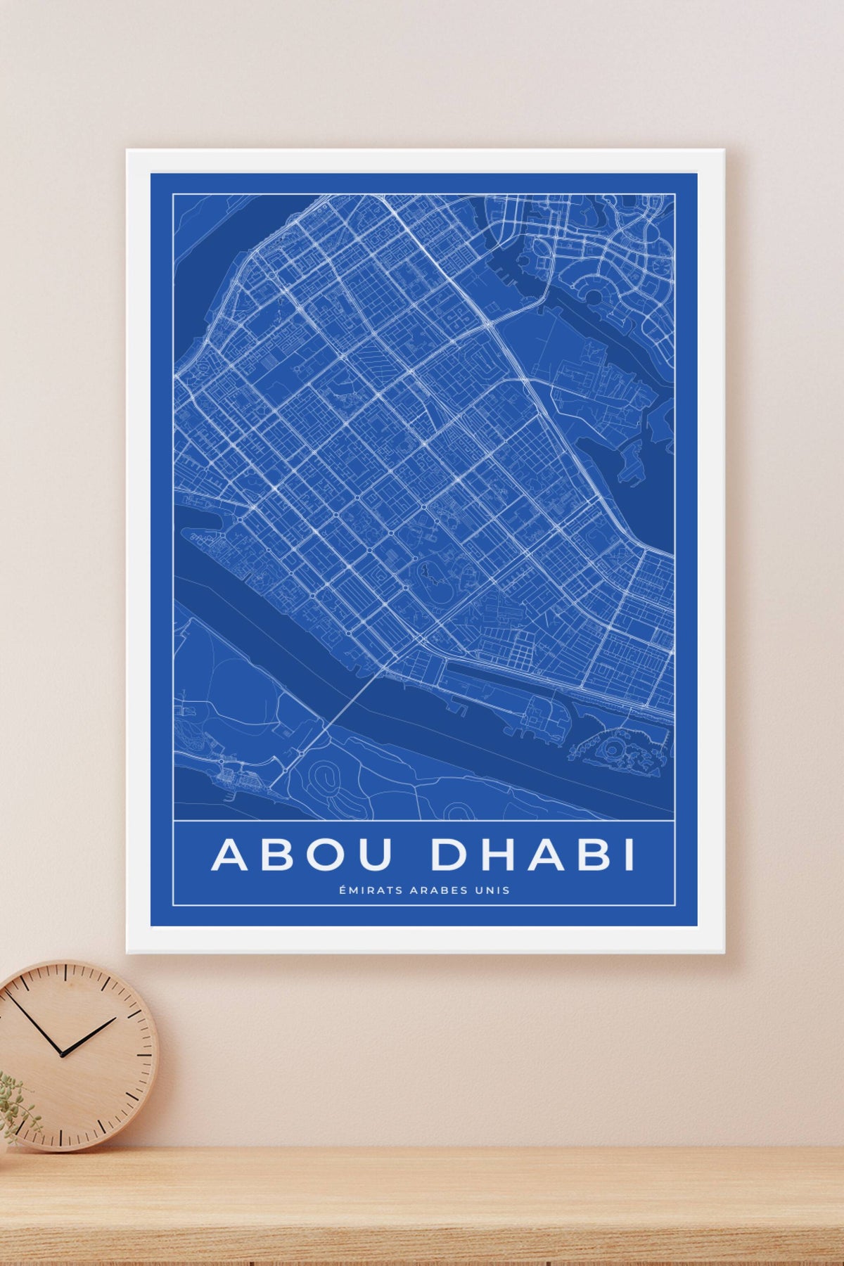 Carte d'Abou Dhabi bleue - Affiche personnalisée