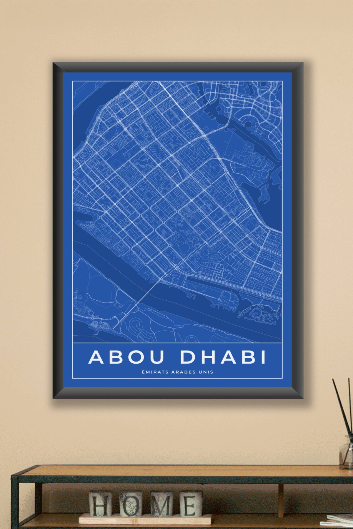 Carte d'Abou Dhabi bleue - Affiche personnalisée