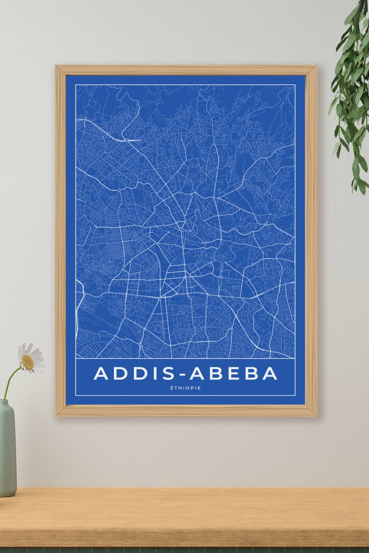 Carte d'Addis-Abeba bleue - Affiche personnalisée