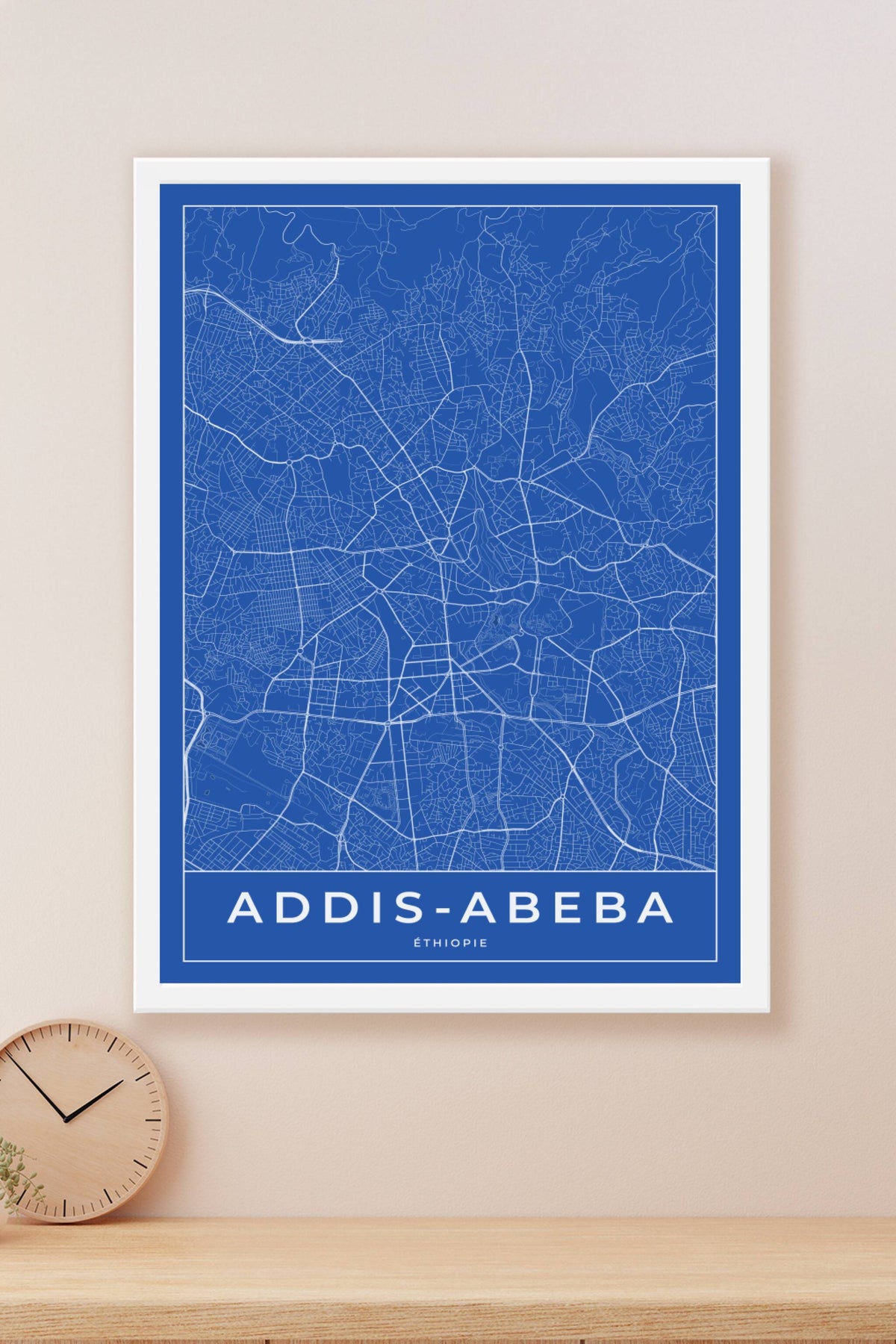 Carte d'Addis-Abeba bleue - Affiche personnalisée