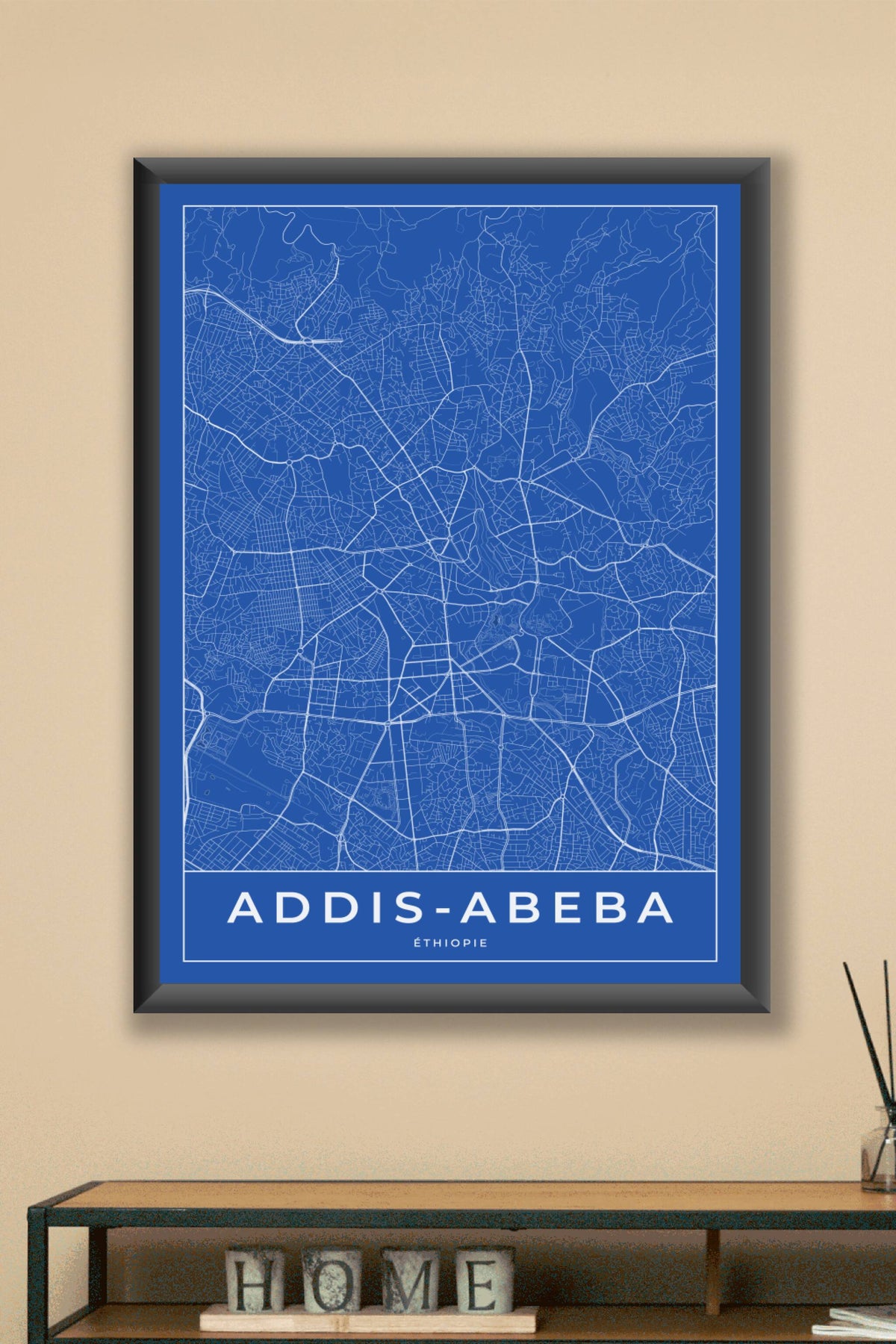 Carte d'Addis-Abeba bleue - Affiche personnalisée