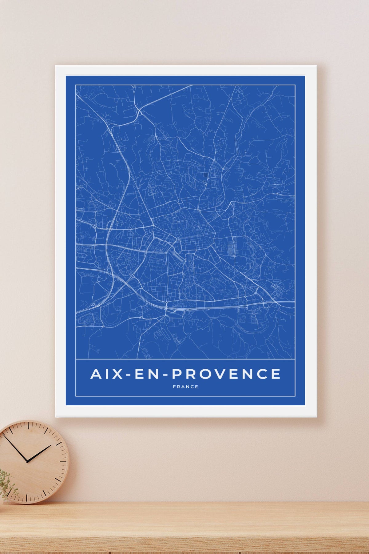 Carte d'Aix-en-Provence bleue - Affiche personnalisée