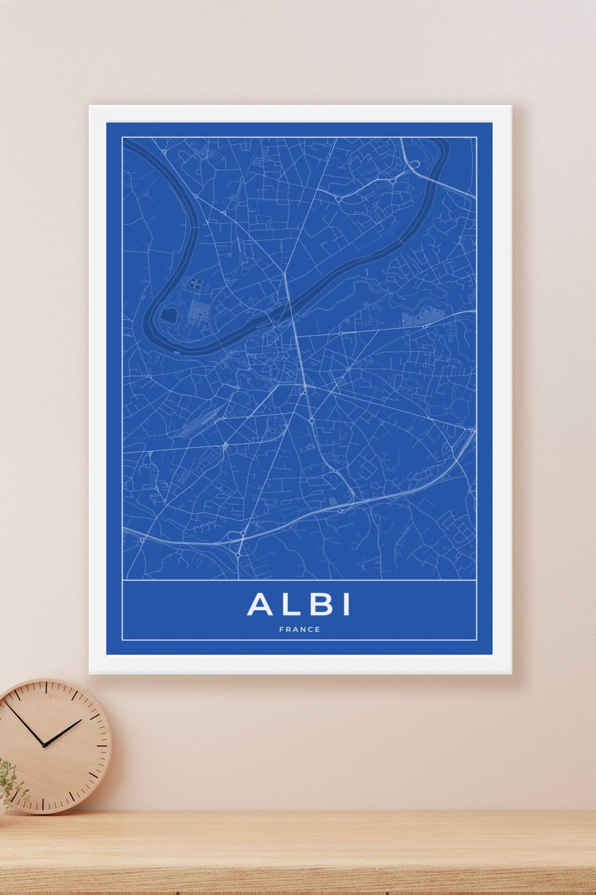 Carte d'Albi bleue - Affiche personnalisée