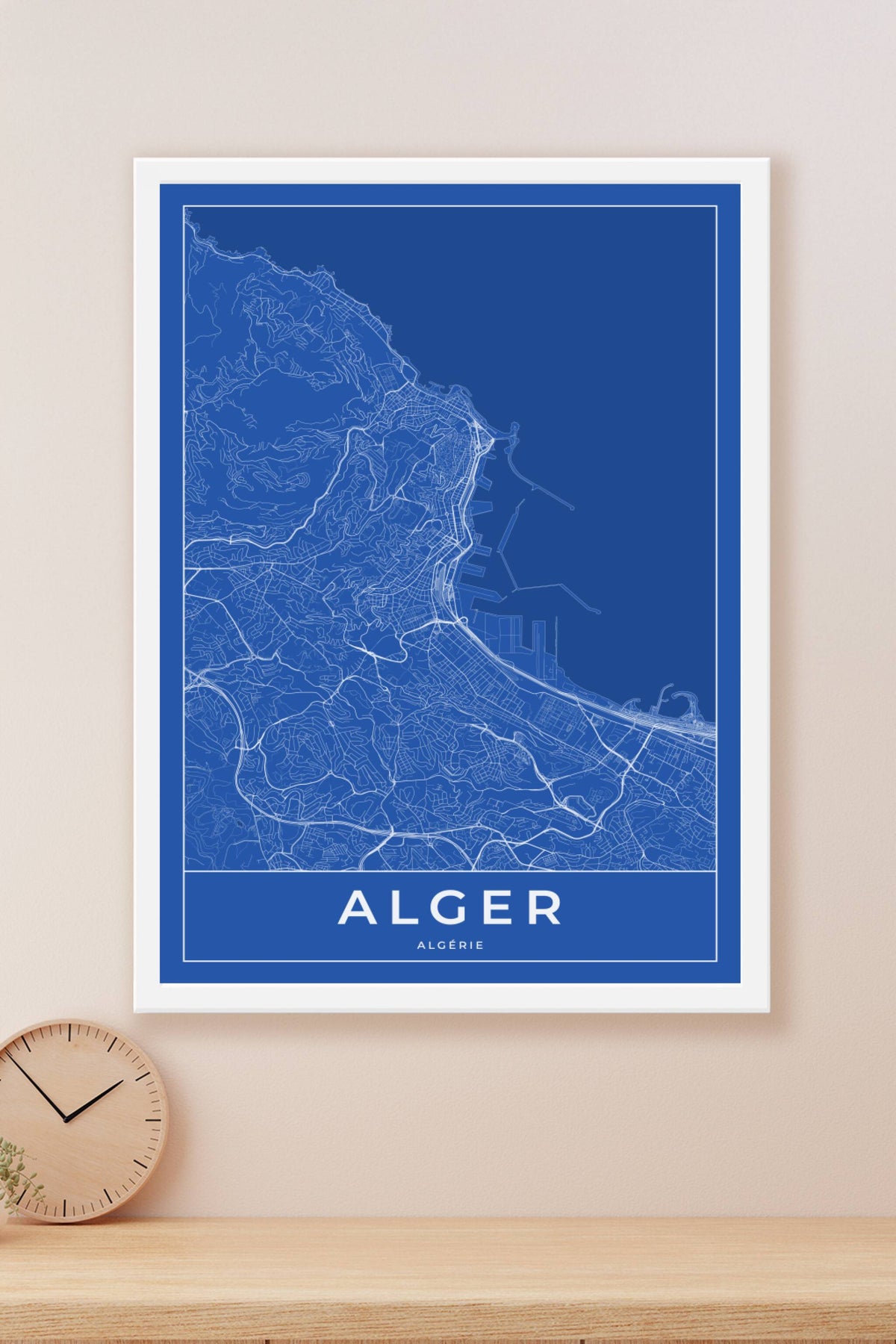 Carte d'Alger bleue - Affiche personnalisée