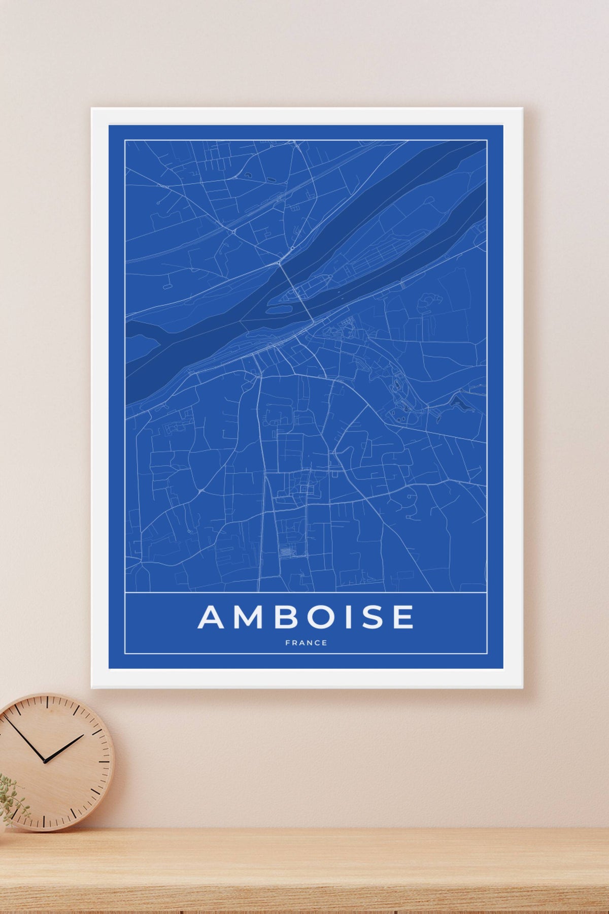 Carte d'Amboise bleue - Affiche personnalisée