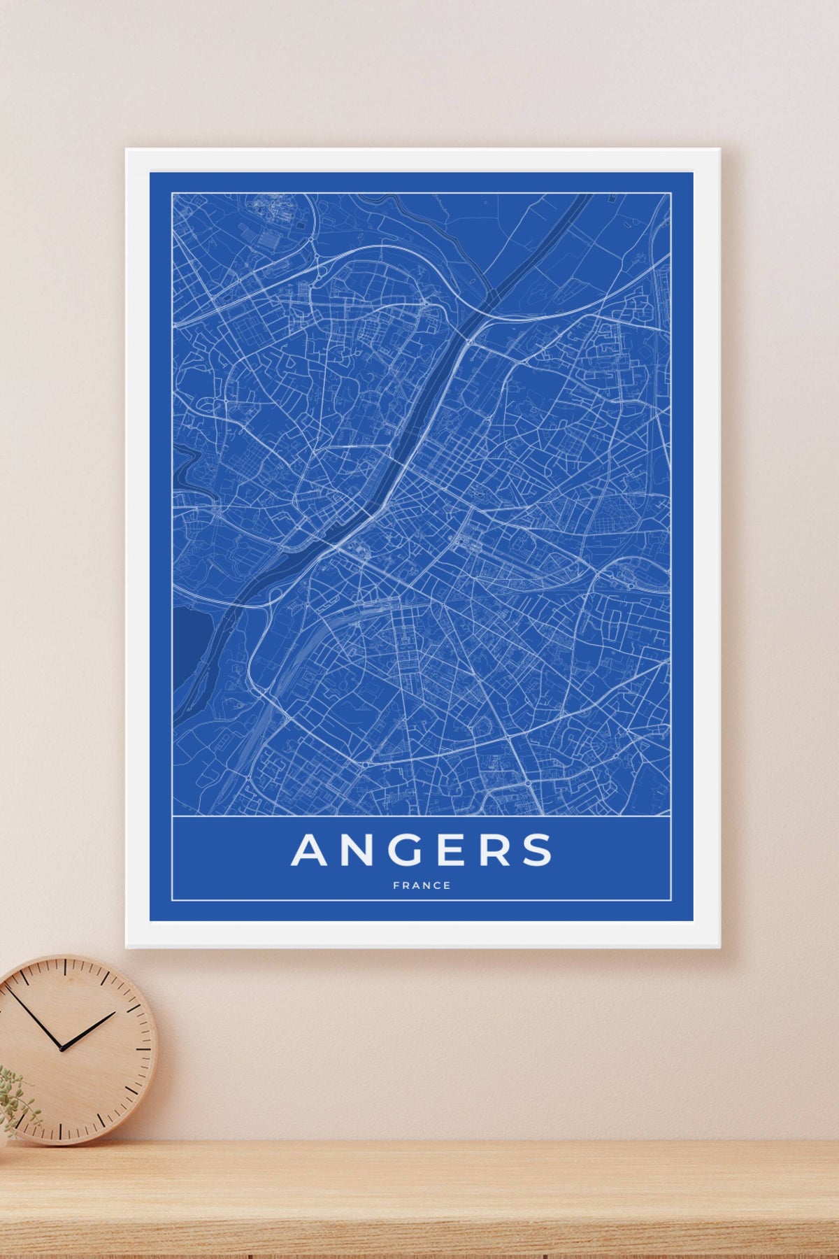 Carte d'Angers bleue - Affiche personnalisée