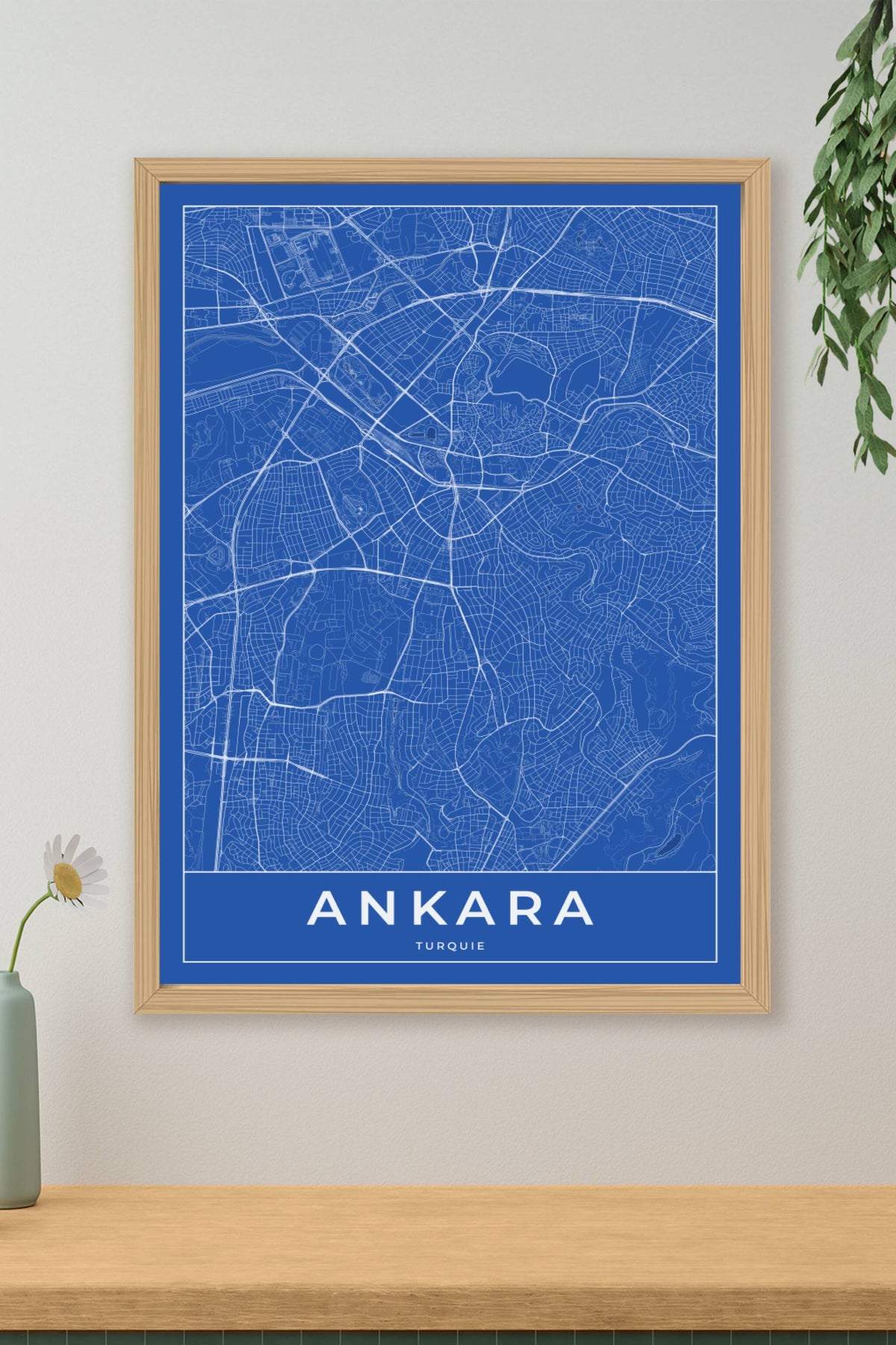 Carte d'Ankara bleue - Affiche personnalisée