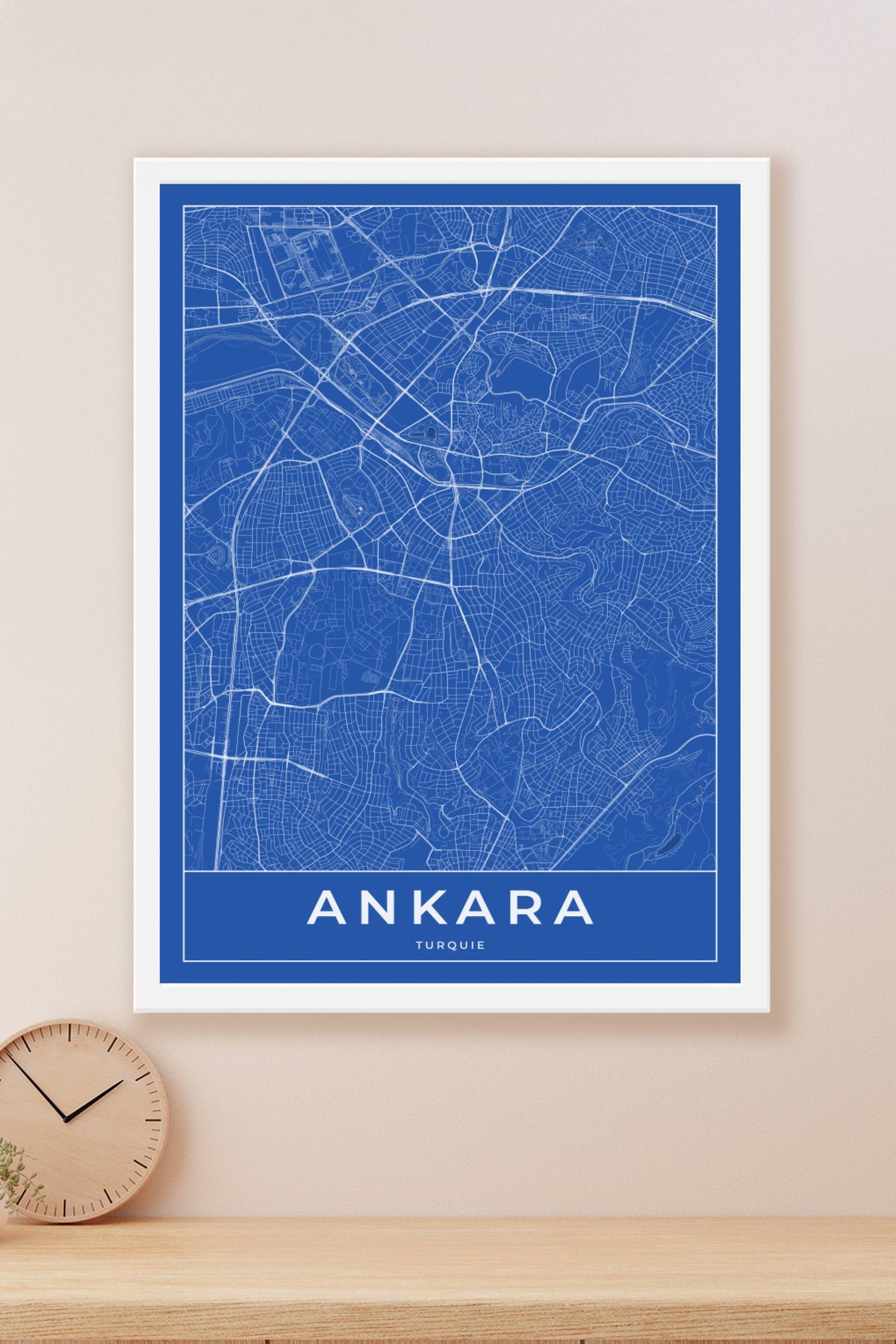 Carte d'Ankara bleue - Affiche personnalisée