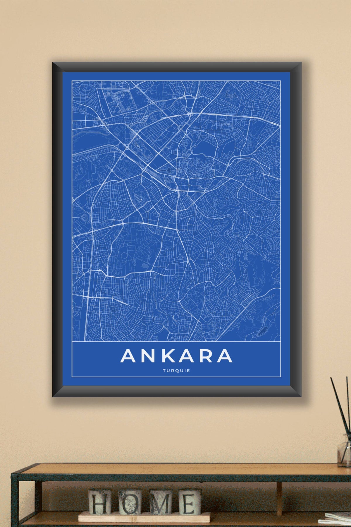 Carte d'Ankara bleue - Affiche personnalisée