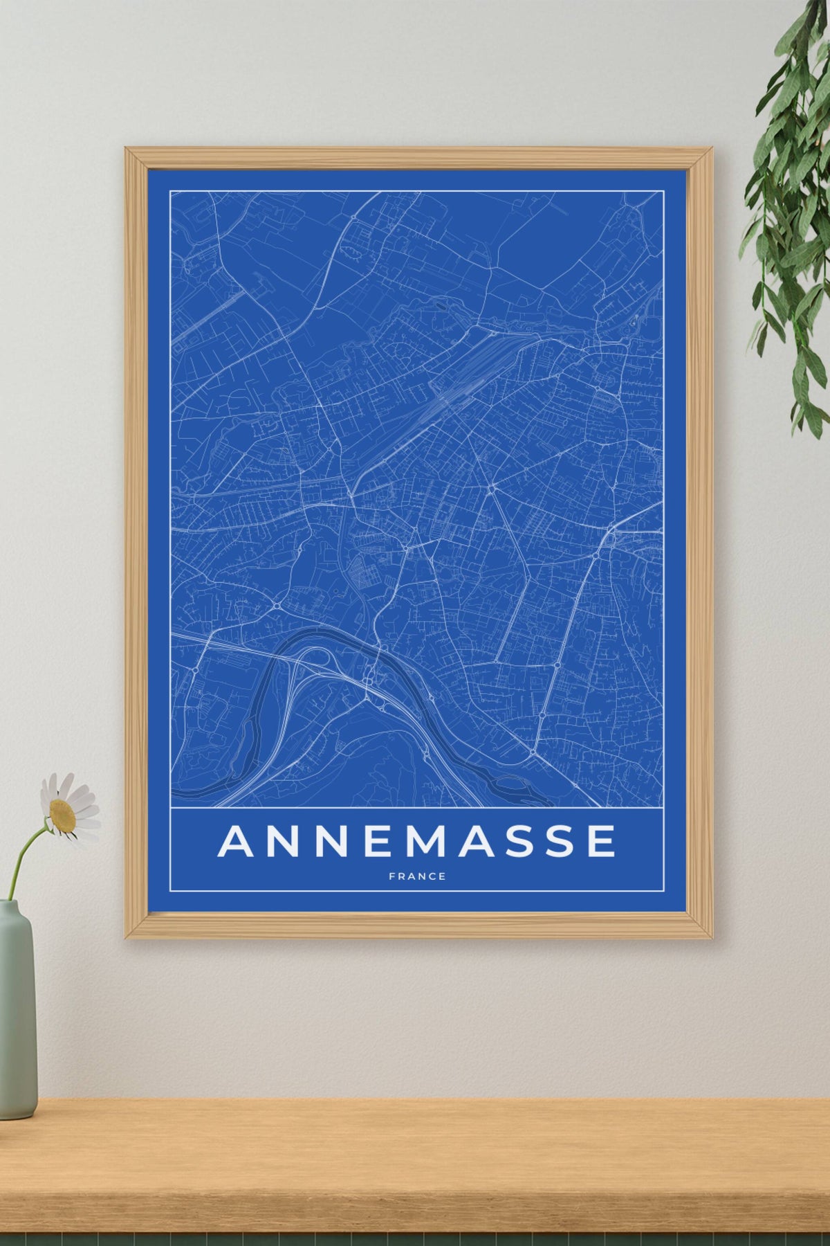 Carte d'Annemasse bleue - Affiche personnalisée