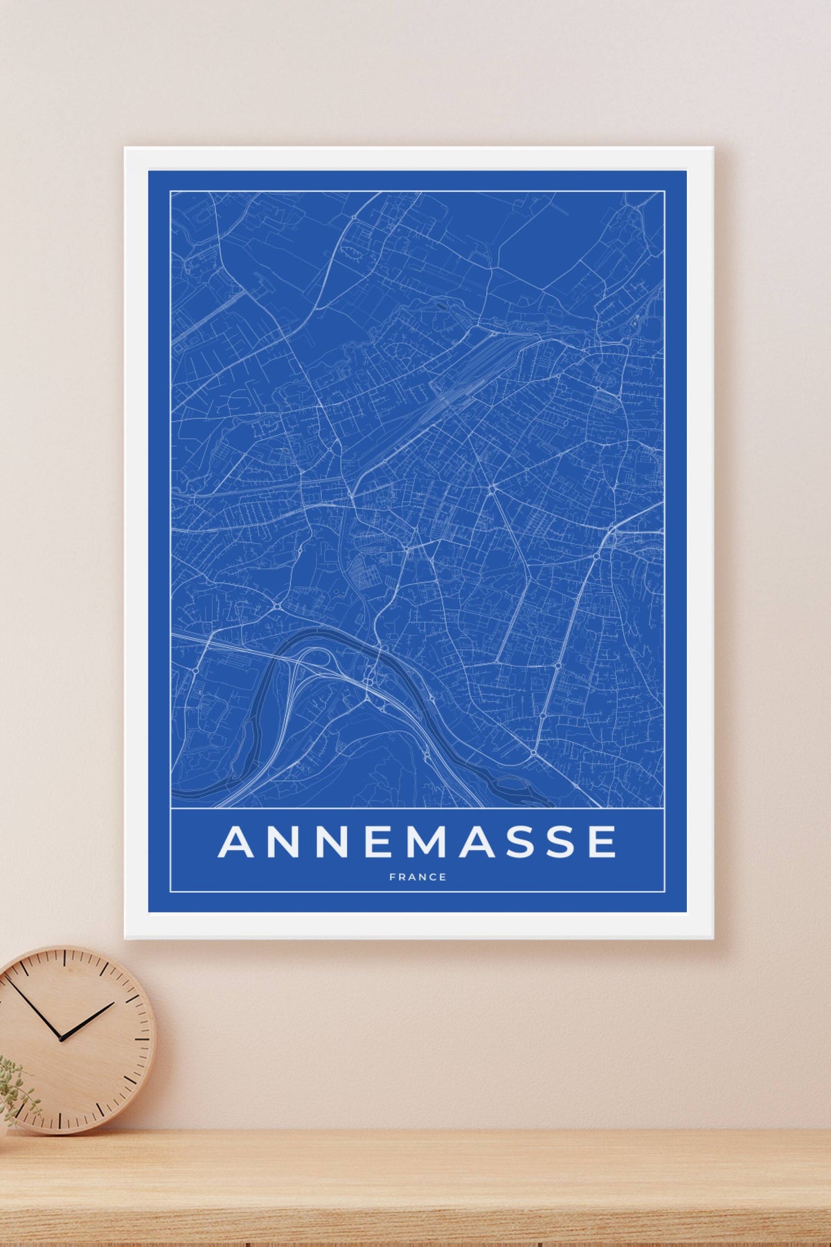 Carte d'Annemasse bleue - Affiche personnalisée