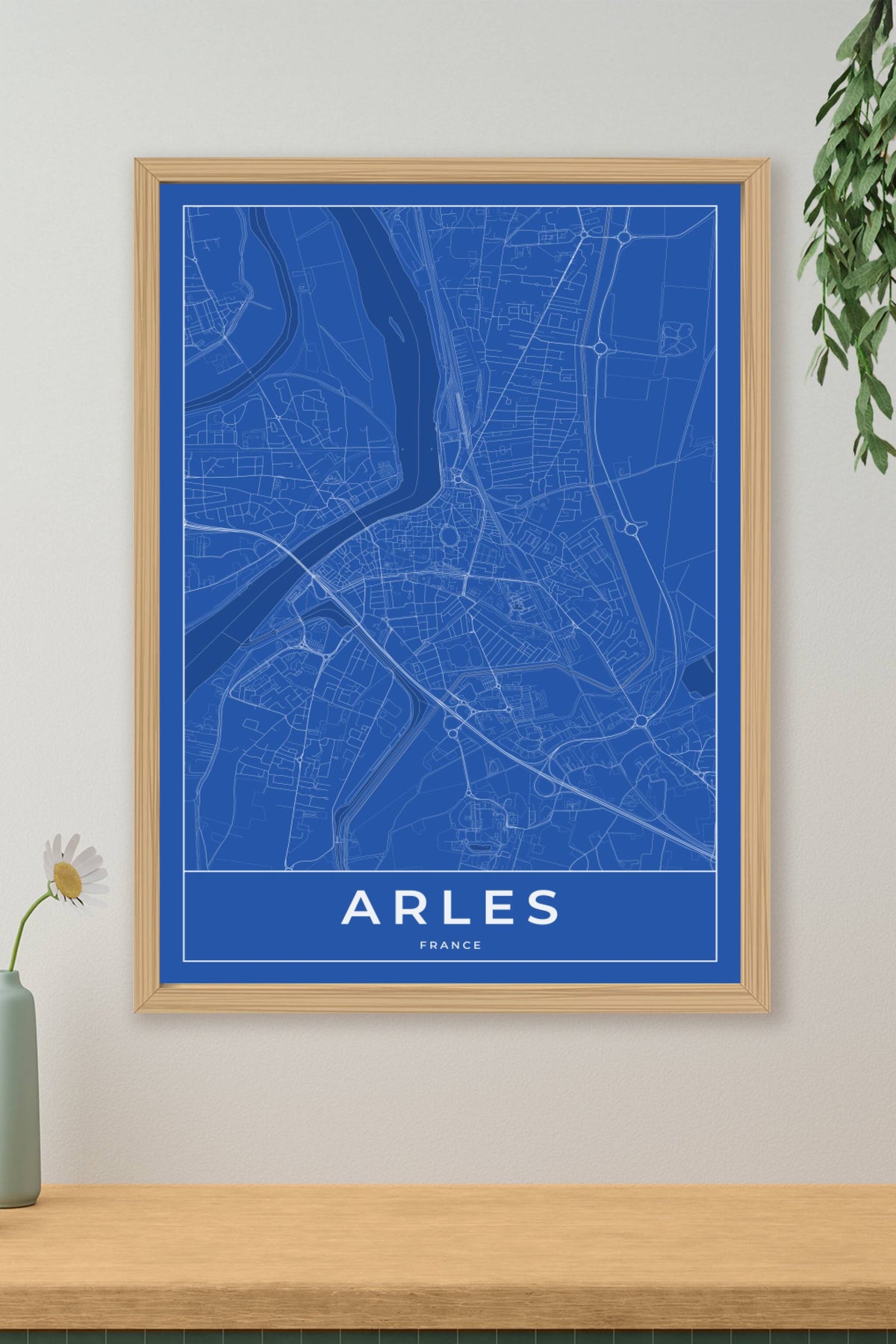 Carte d'Arles bleue - Affiche personnalisée