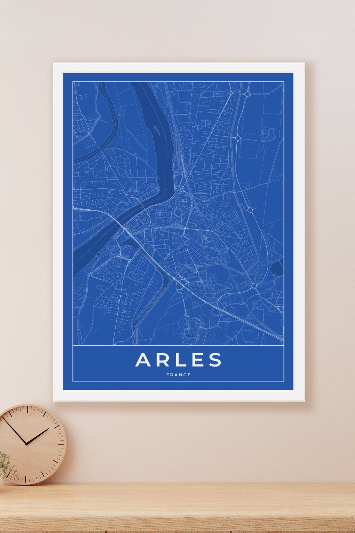 Carte d'Arles bleue - Affiche personnalisée