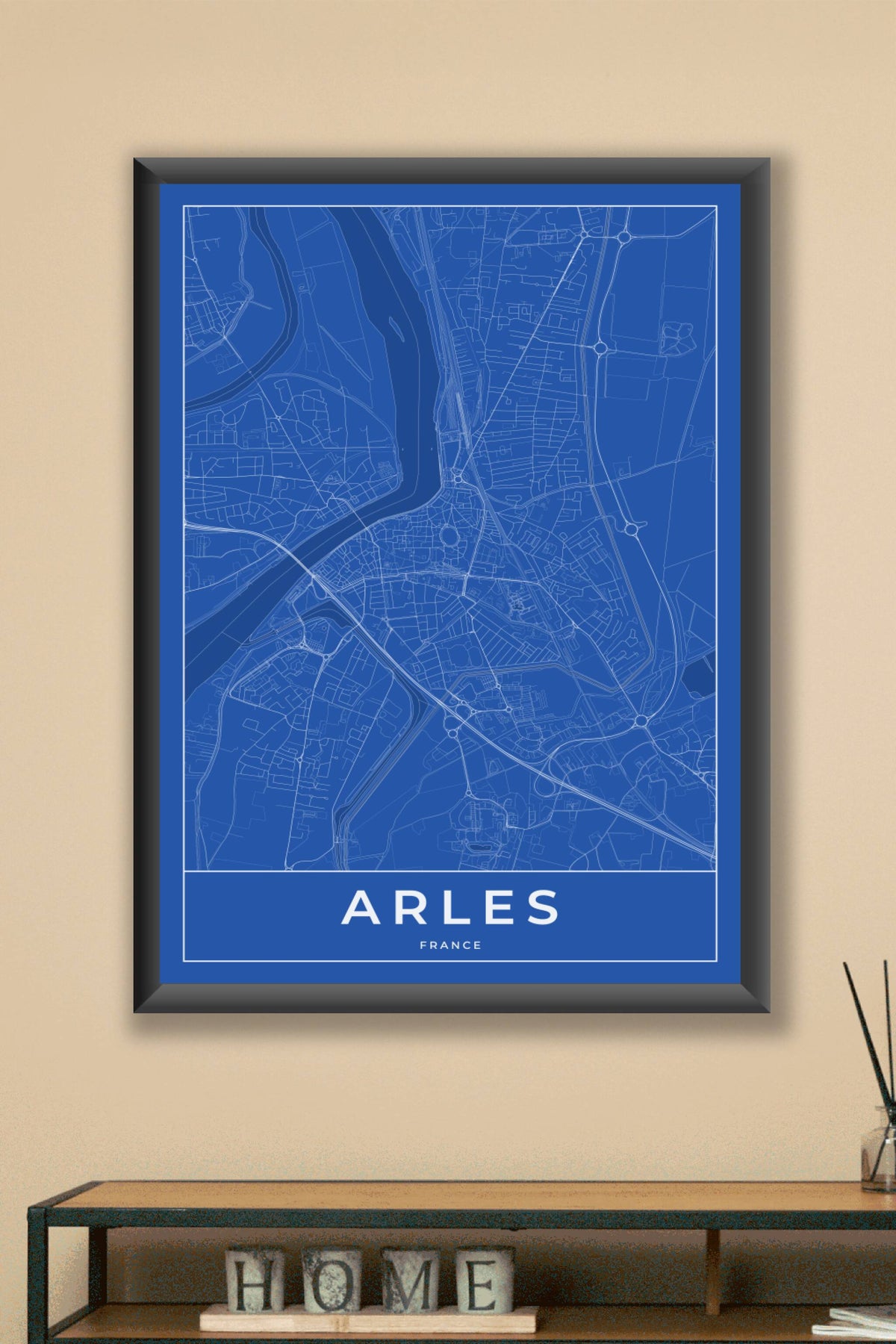 Carte d'Arles bleue - Affiche personnalisée