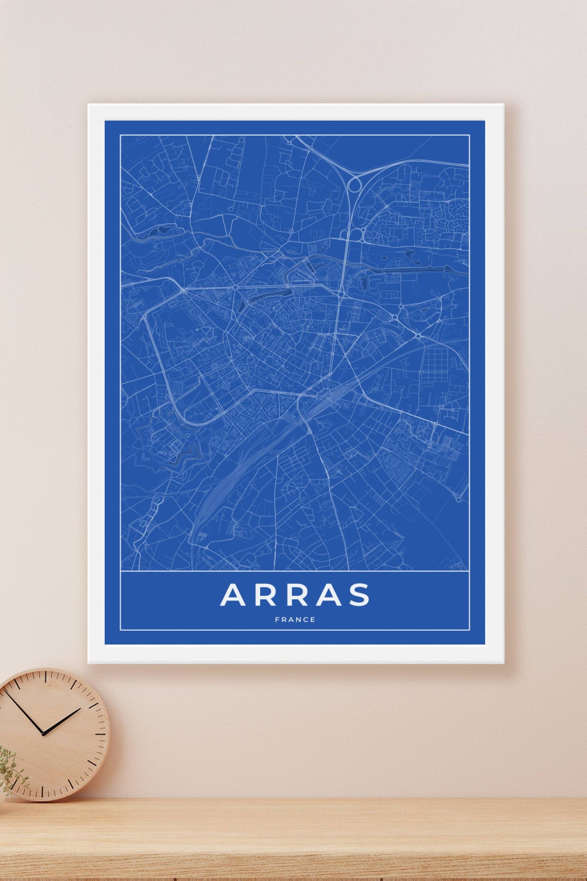Carte d'Arras bleue - Affiche personnalisée