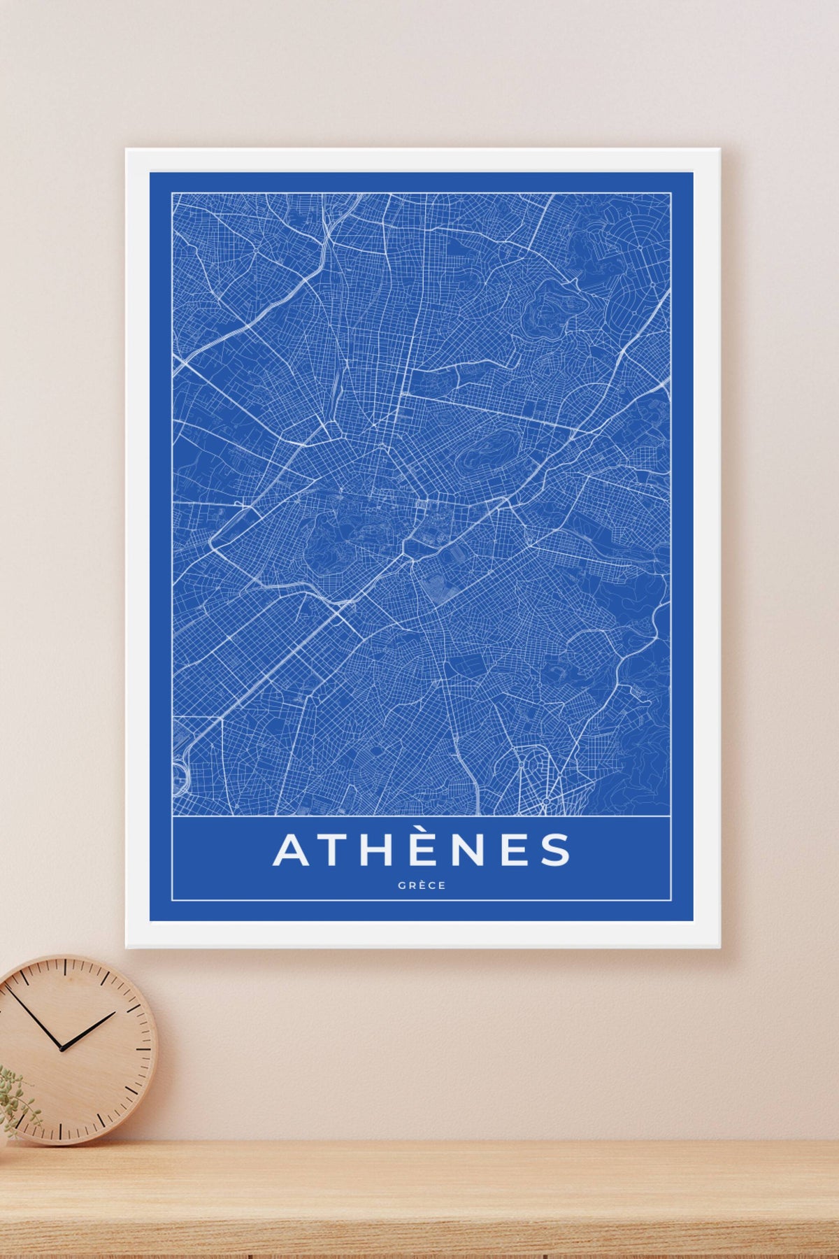Carte d'Athènes bleue - Affiche personnalisée