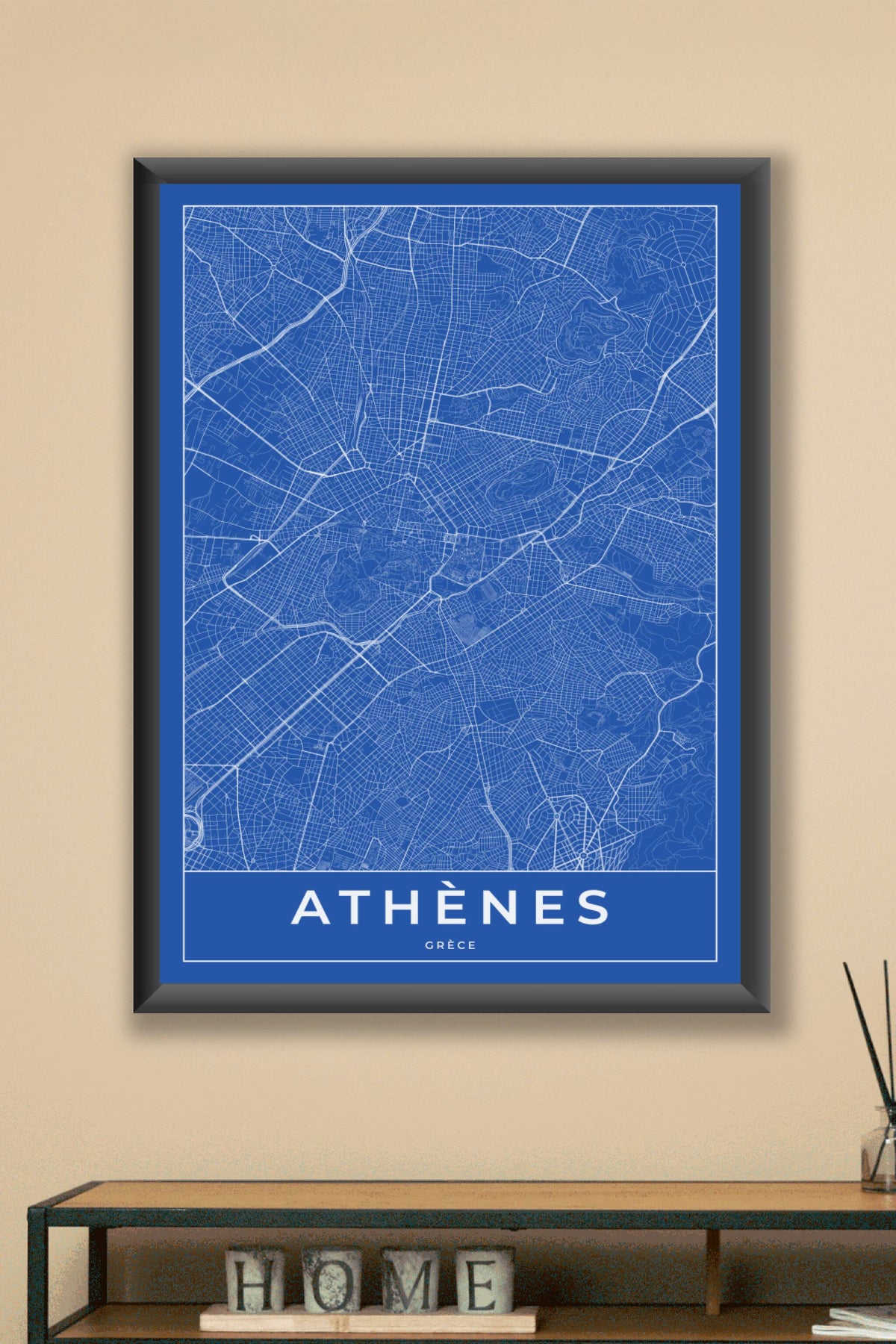 Carte d'Athènes bleue - Affiche personnalisée