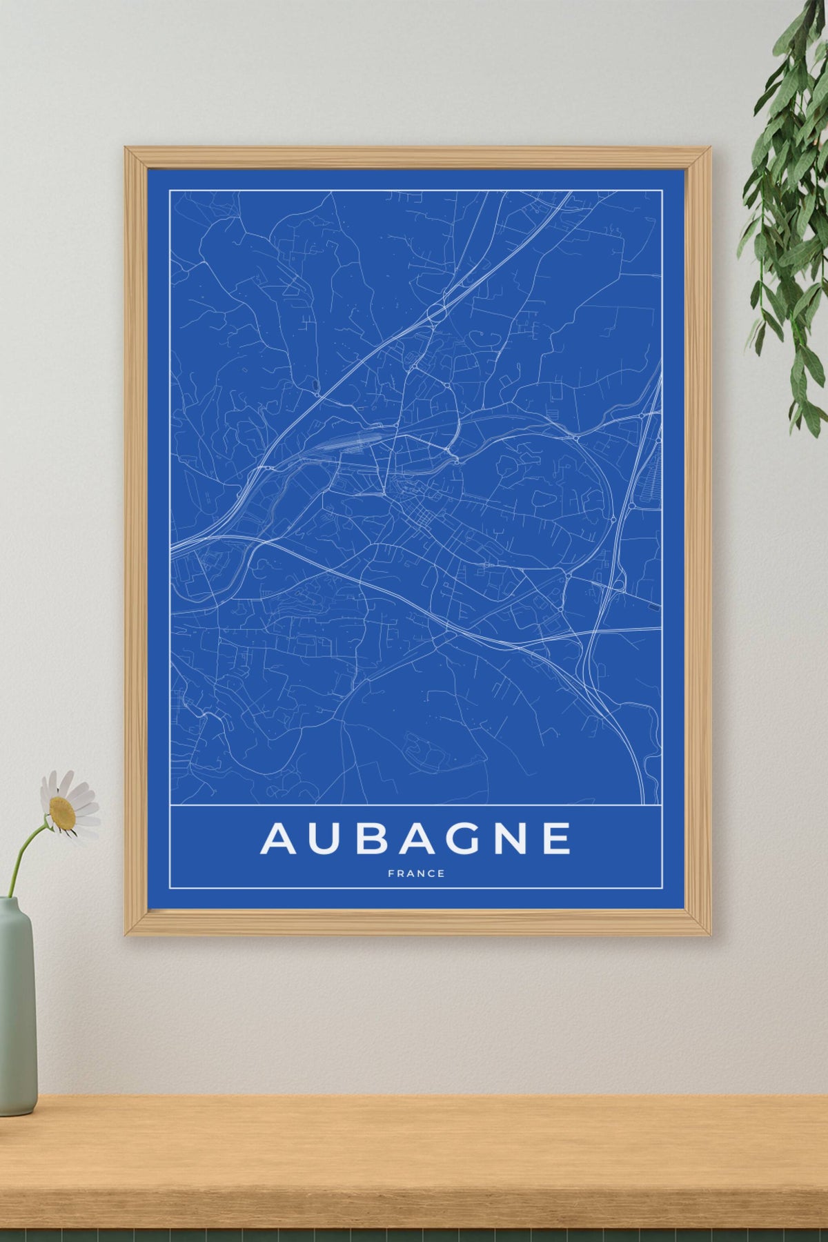 Carte d'Aubagne bleue - Affiche personnalisée