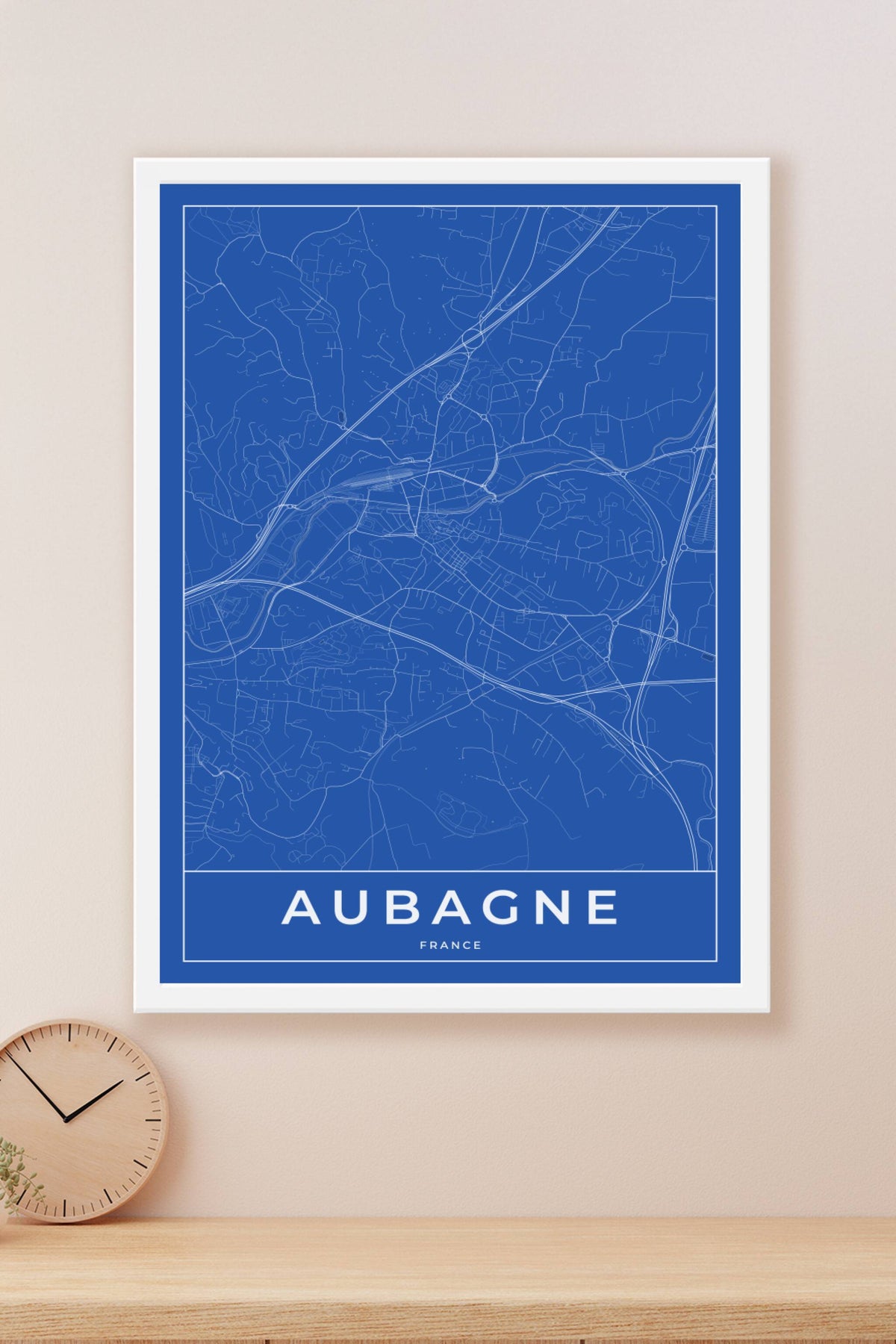 Carte d'Aubagne bleue - Affiche personnalisée