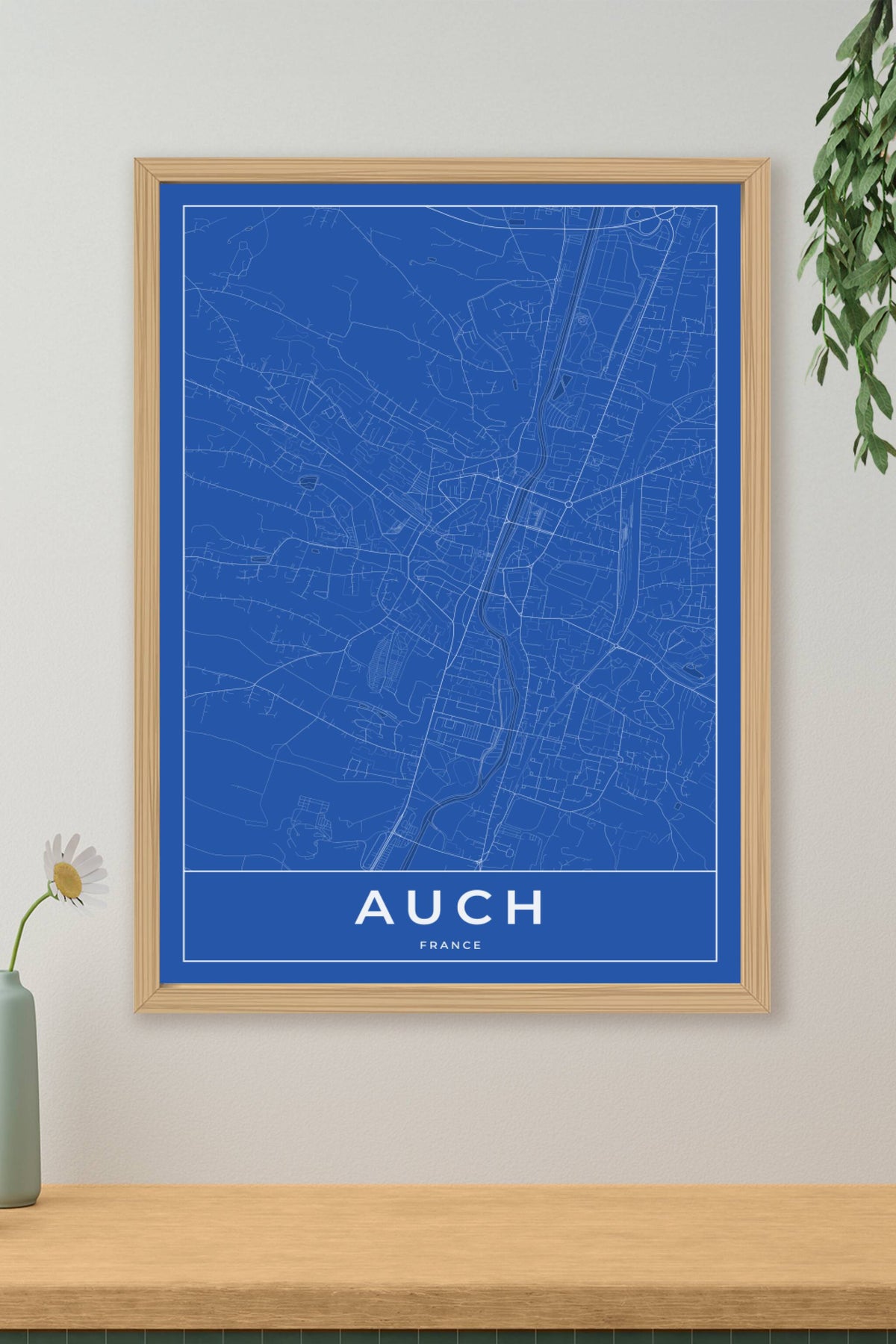Carte d'Auch bleue - Affiche personnalisée