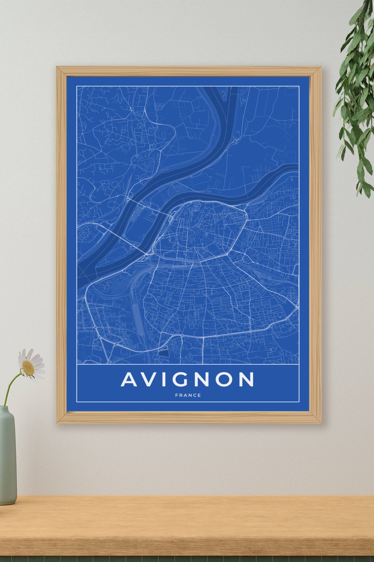 Carte d'Avignon bleue - Affiche personnalisée