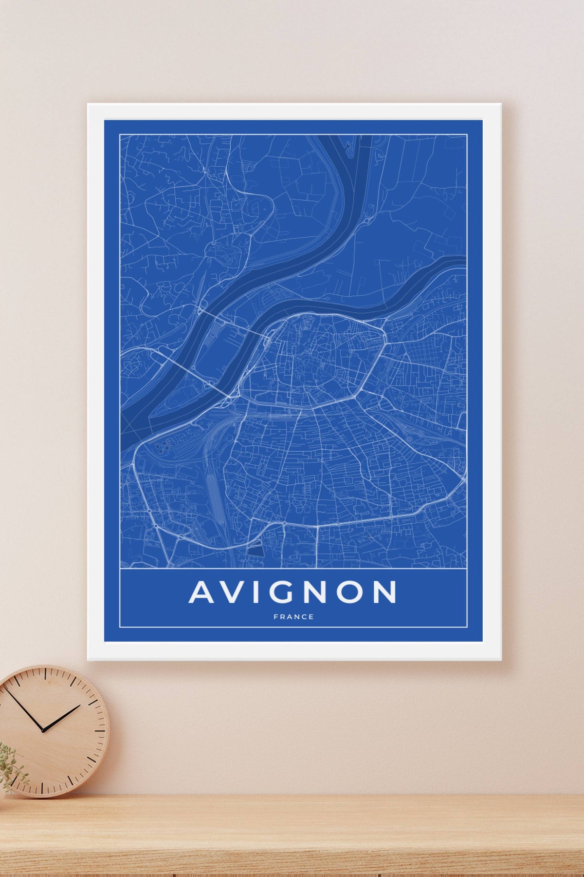 Carte d'Avignon bleue - Affiche personnalisée
