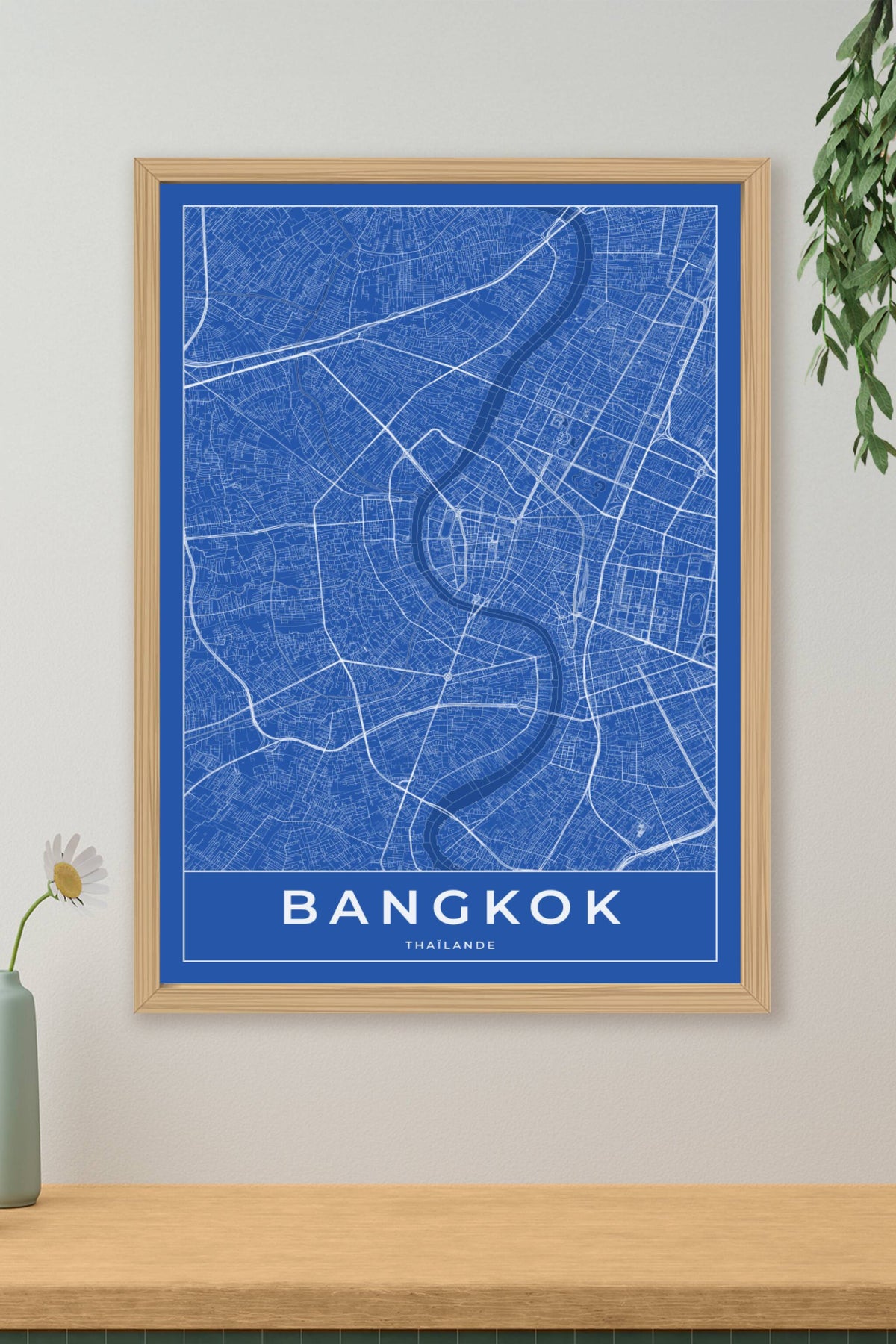 Carte de Bangkok bleue - Affiche personnalisée