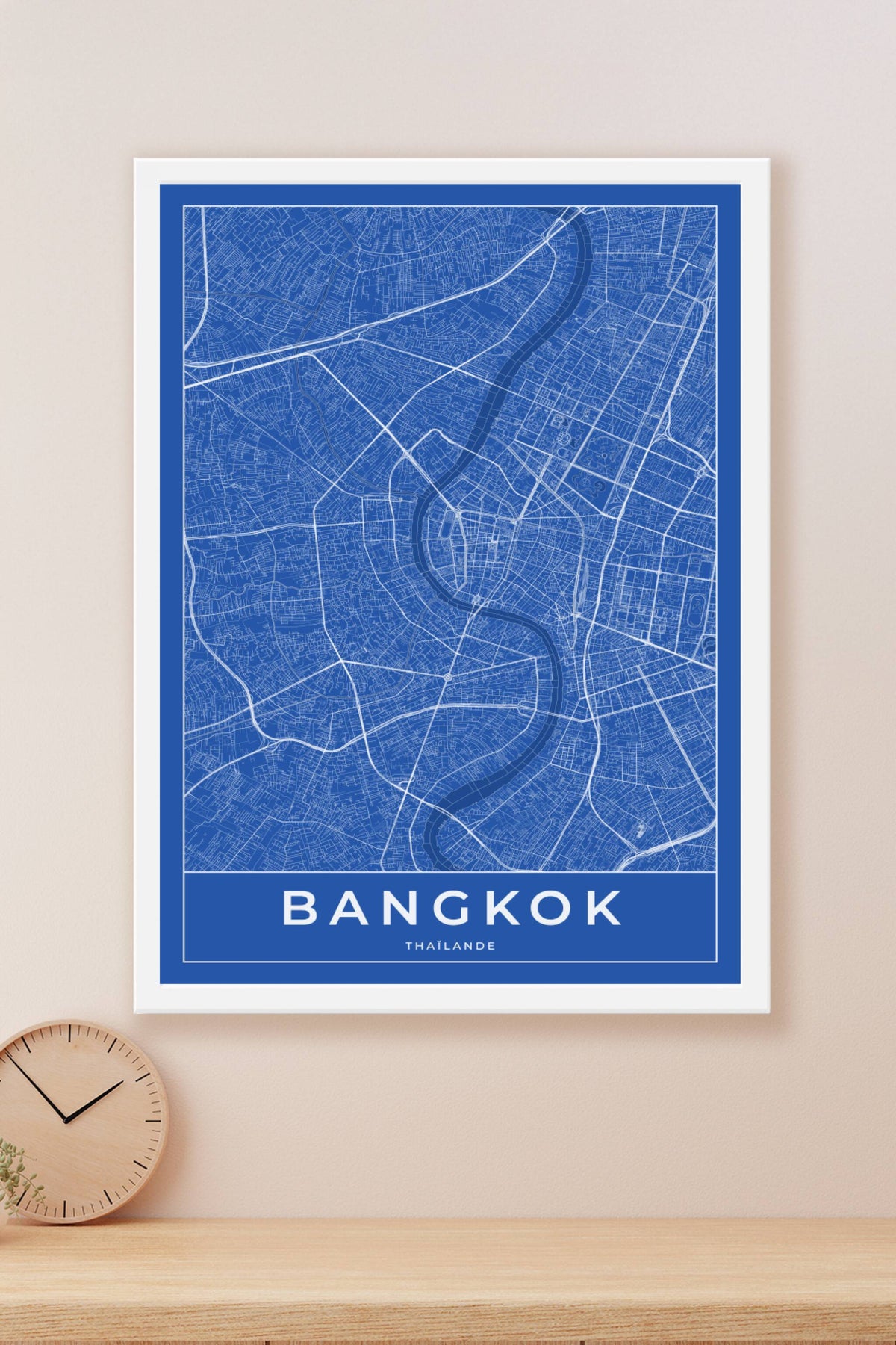 Carte de Bangkok bleue - Affiche personnalisée