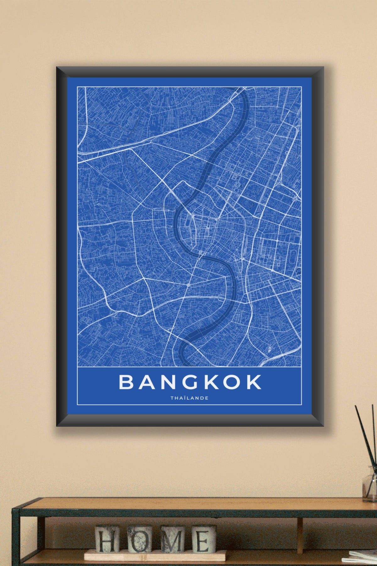Carte de Bangkok bleue - Affiche personnalisée