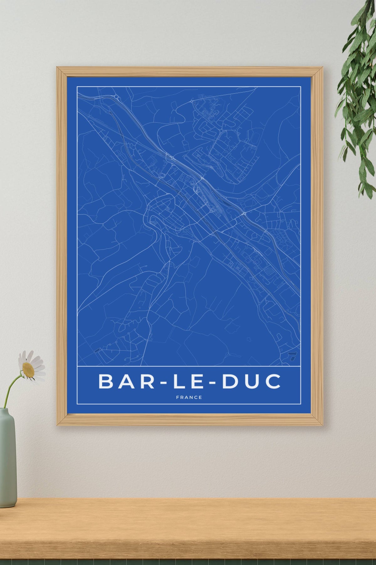 Carte de Bar-le-Duc bleue - Affiche personnalisée