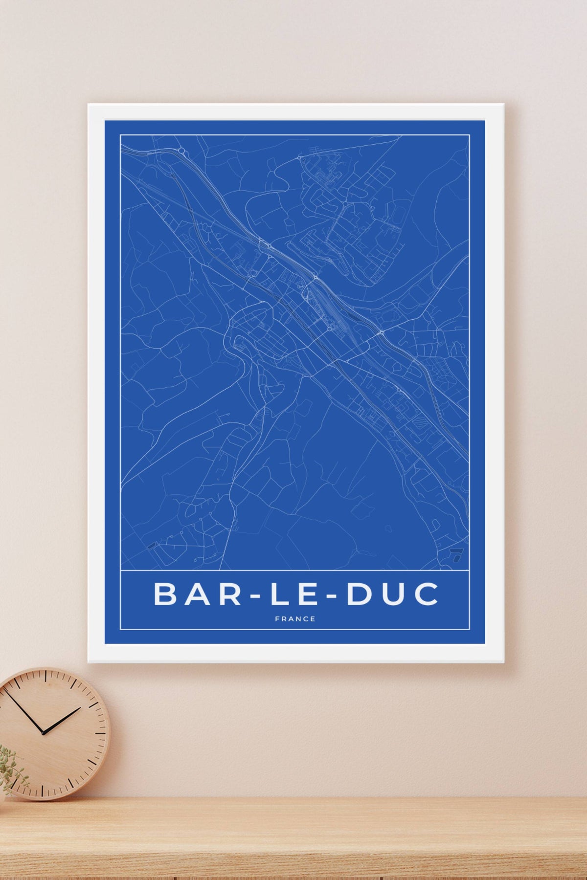 Carte de Bar-le-Duc bleue - Affiche personnalisée