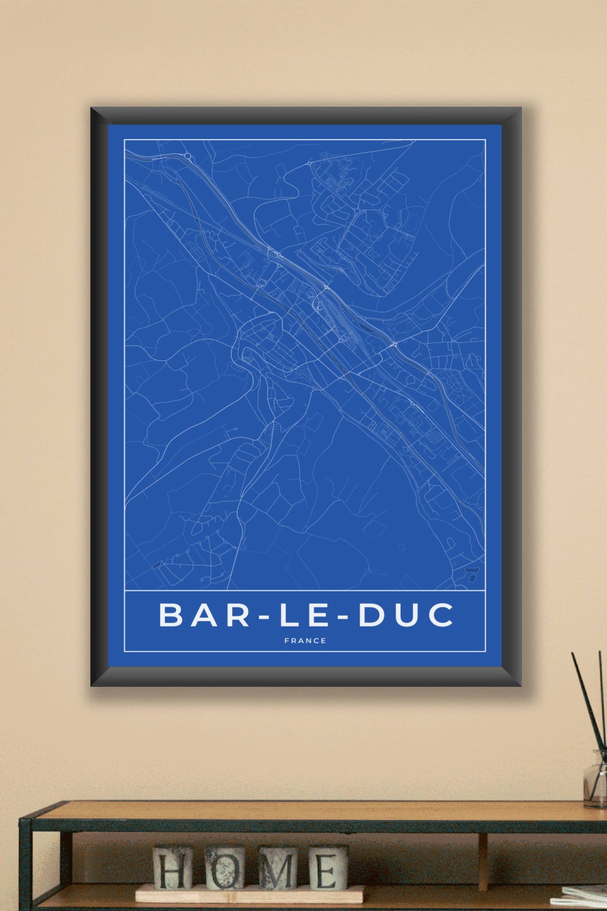 Carte de Bar-le-Duc bleue - Affiche personnalisée